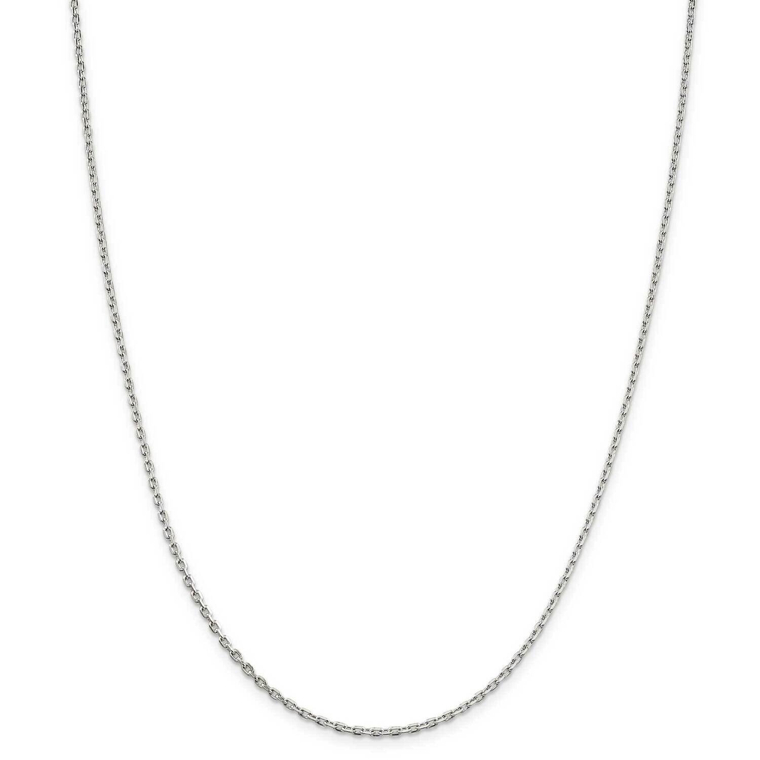 2mm Beveled Oval Cable Chain 28 Inch Sterling Silver QCA060-28