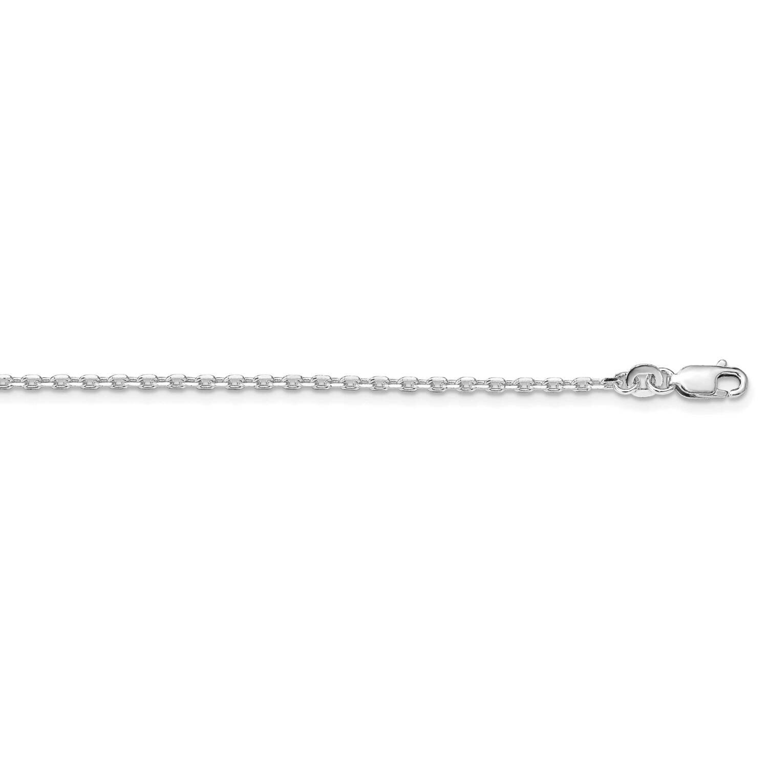 2mm Beveled Oval Cable Chain 20 Inch Sterling Silver Rhodium-Plated QCA060R-20, MPN: QCA060R-20,