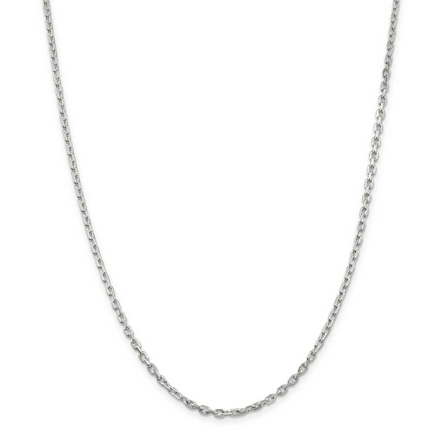 2.75mm Beveled Oval Cable Chain 36 Inch Sterling Silver QCA080-36, MPN: QCA080-36,