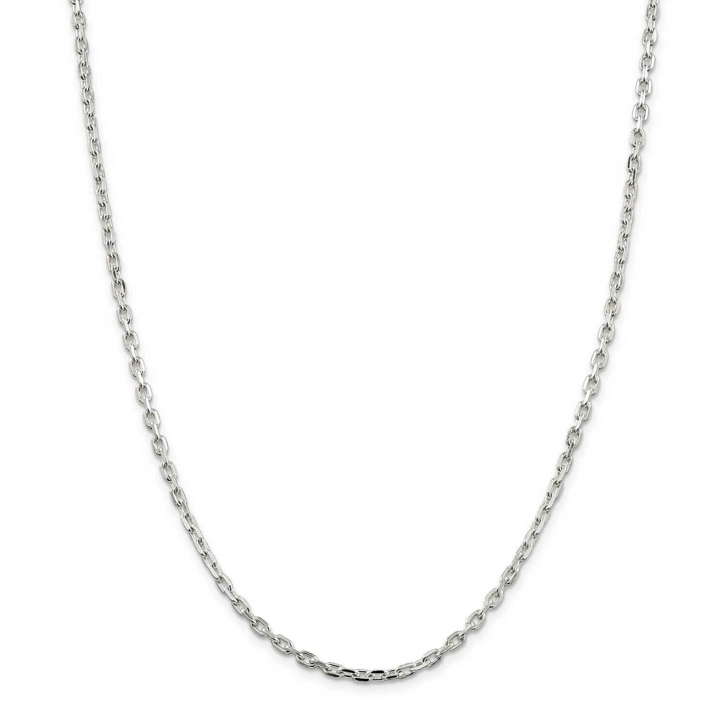 3.25mm Beveled Oval Cable Chain 28 Inch Sterling Silver QCA100-28, MPN: QCA100-28,