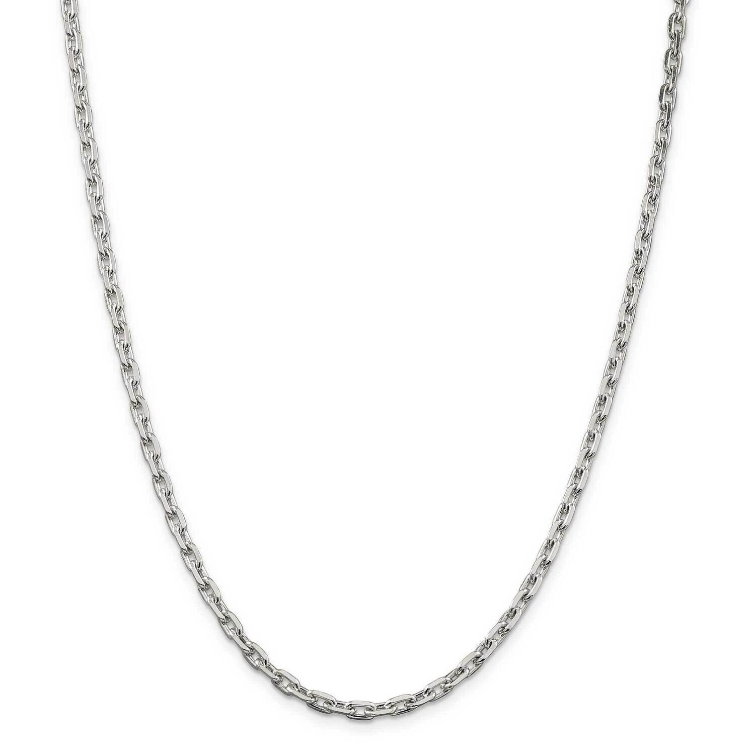 3.95mm Beveled Oval Cable Chain 26 Inch Sterling Silver QCA120-26, MPN: QCA120-26,