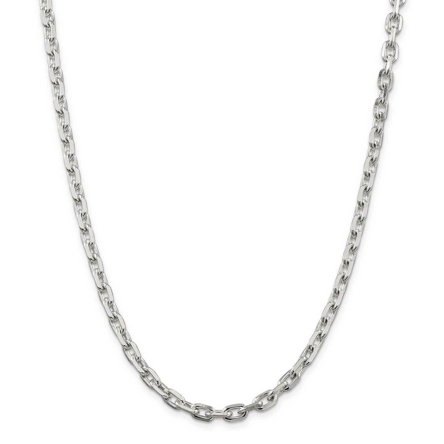 5.4mm Beveled Oval Cable Chain 22 Inch Sterling Silver QCA170-22, MPN: QCA170-22,