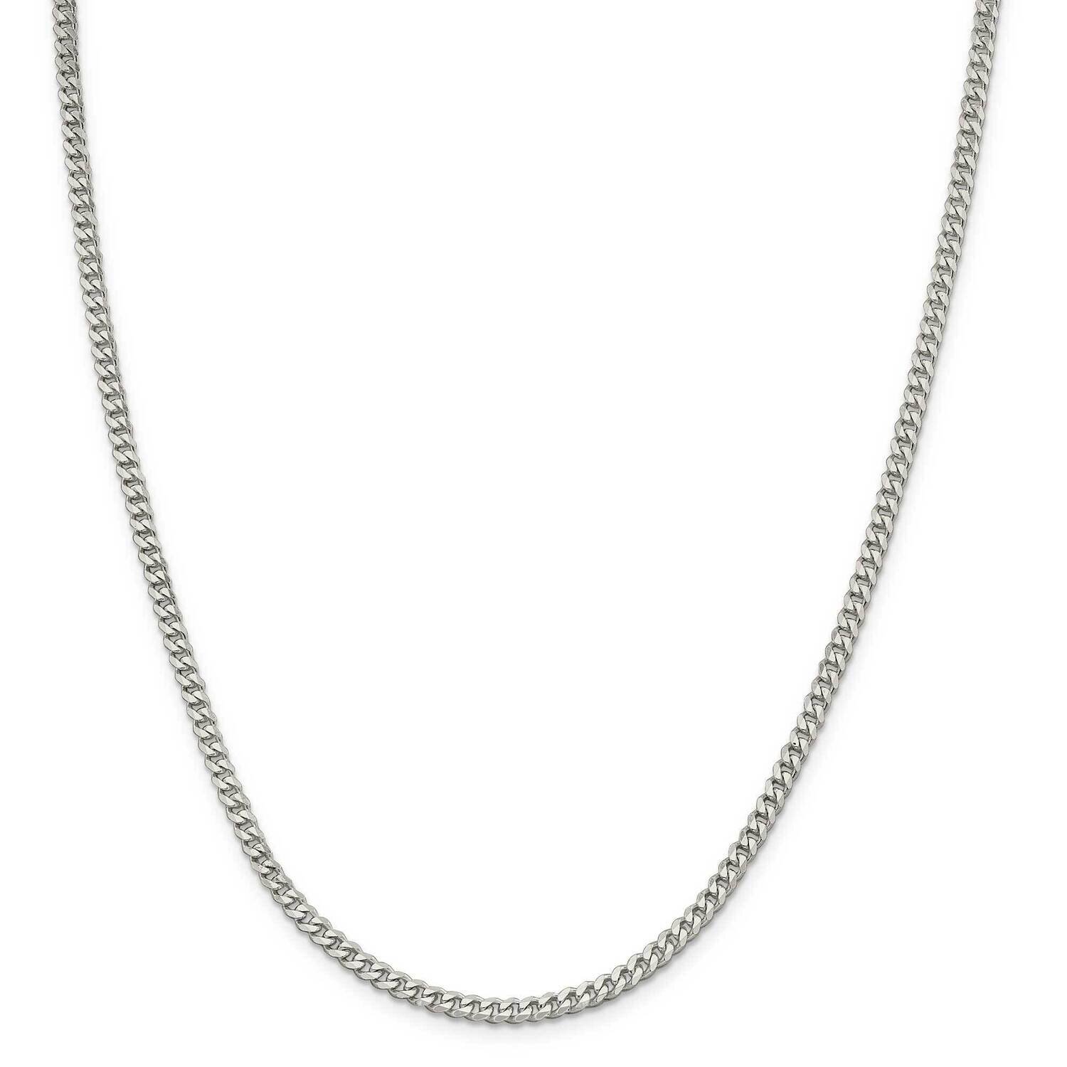 3.5mm Curb Chain 28 Inch Sterling Silver Rhodium-Plated QCB100R-28, MPN: QCB100R-28,