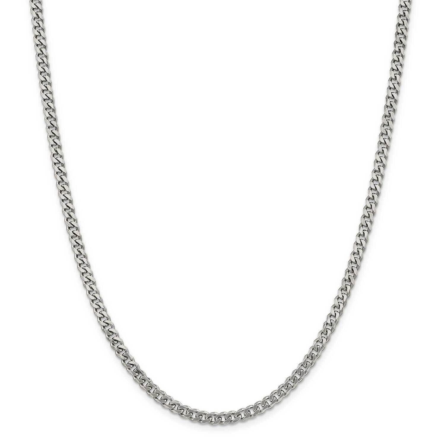4.5mm Curb Chain 28 Inch Sterling Silver Rhodium-Plated QCB120R-28, MPN: QCB120R-28,