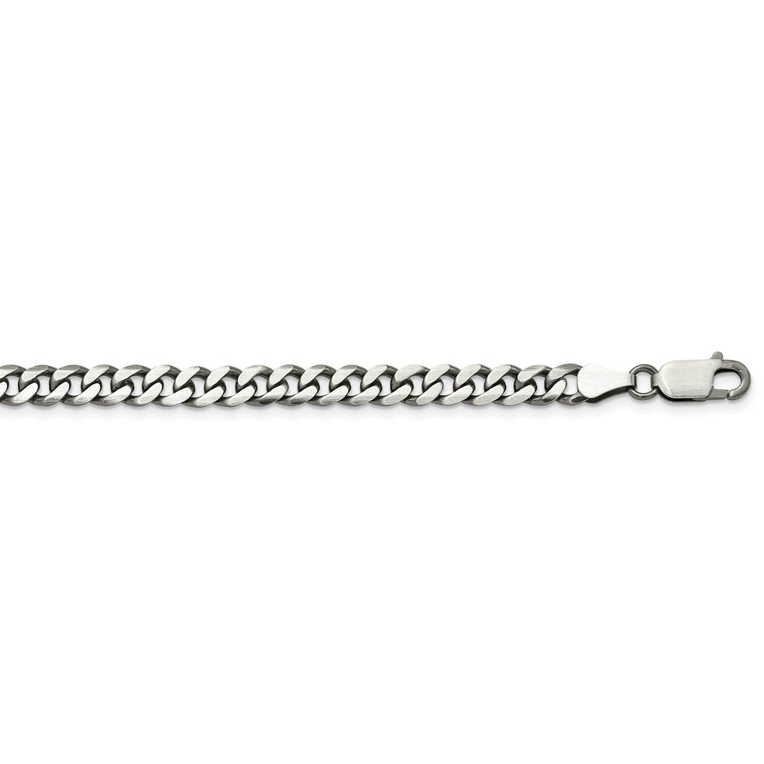 6mm Curb Chain 22 Inch Sterling Silver Antiqued QCB150A-22, MPN: QCB150A-22,