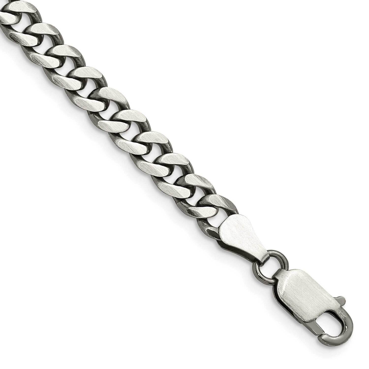 6mm Curb Chain 7 Inch Sterling Silver Antiqued QCB150A-7, MPN: QCB150A-7,