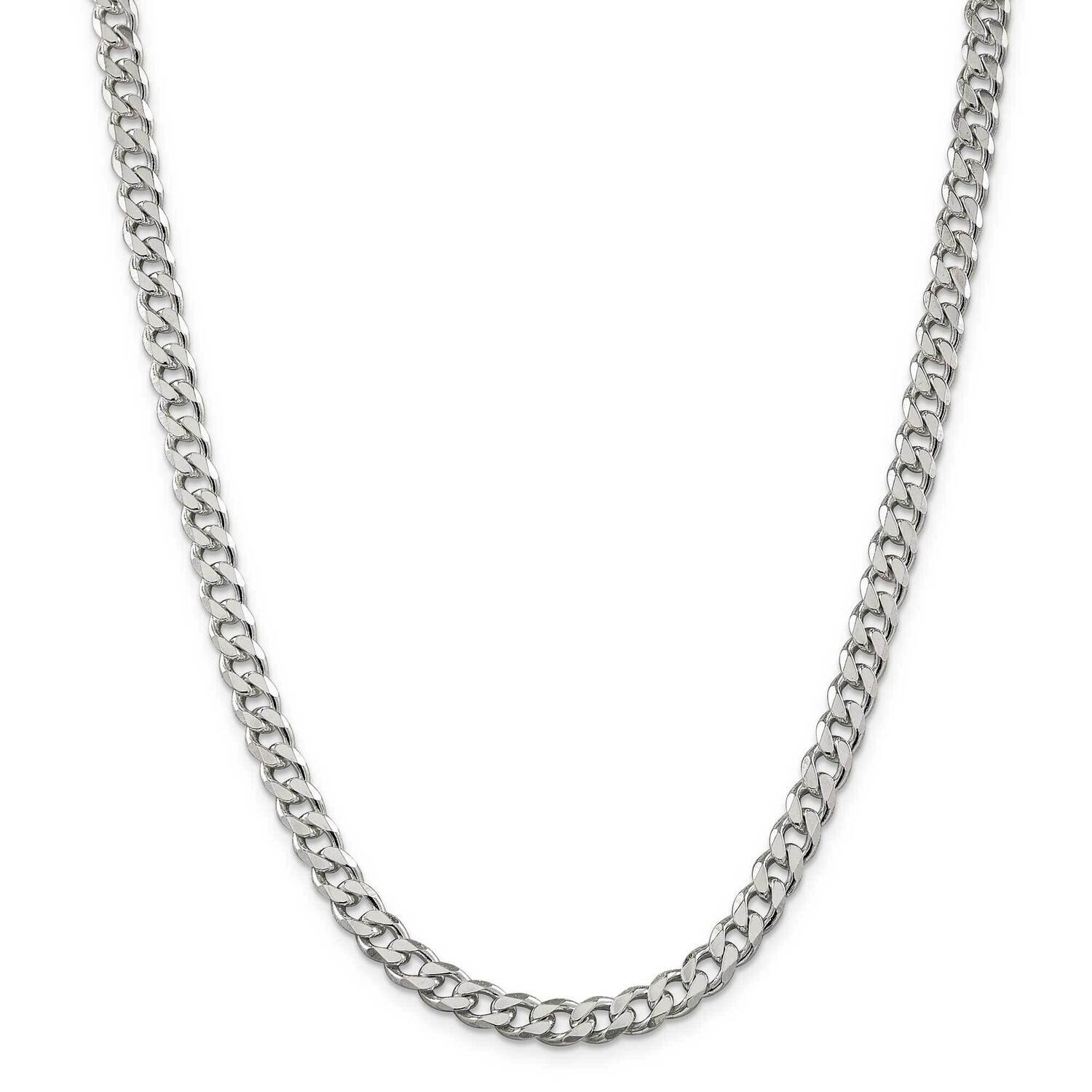7mm Curb Chain 36 Inch Sterling Silver QCB180-36, MPN: QCB180-36,