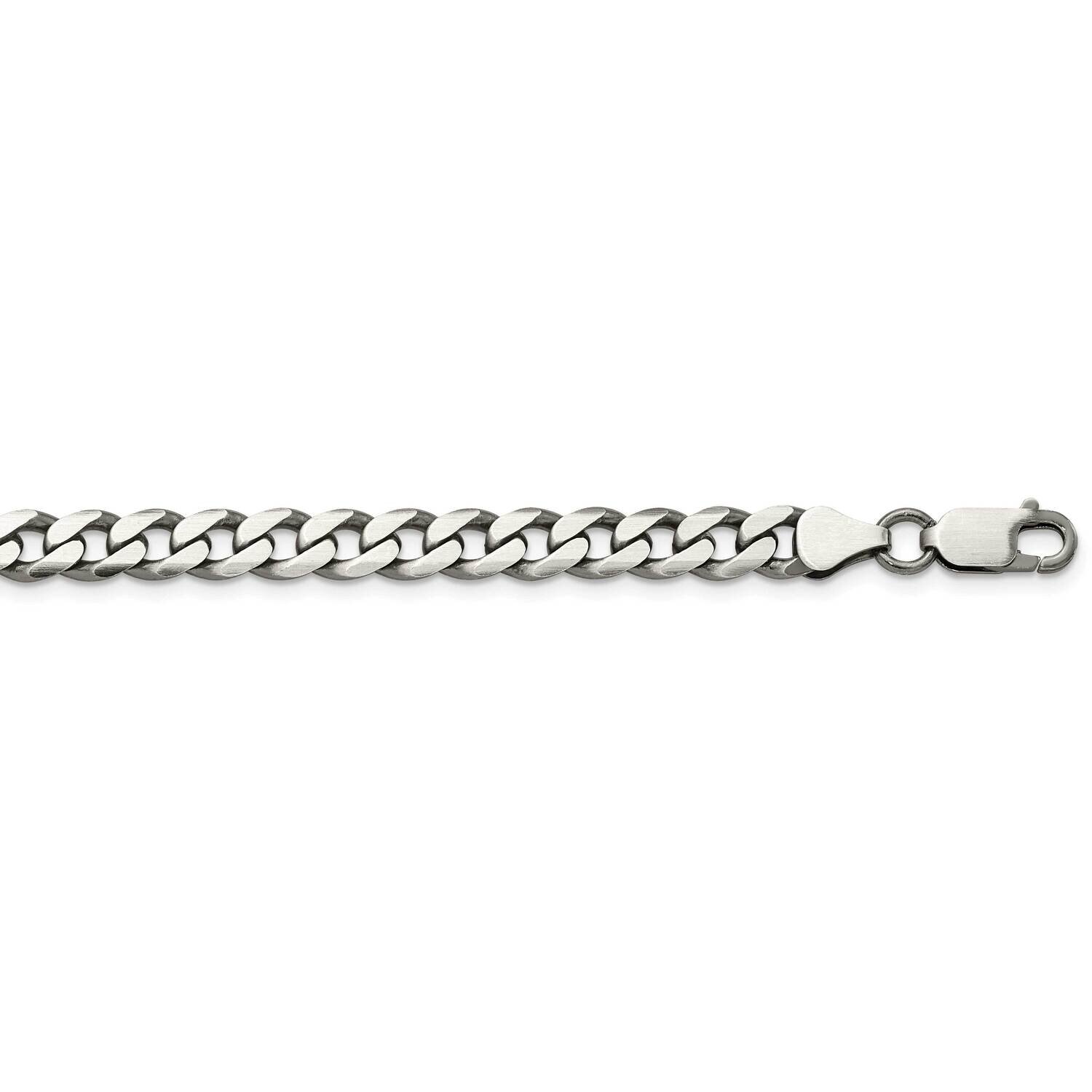 7mm Curb Chain 20 Inch Sterling Silver Antiqued QCB180A-20, MPN: QCB180A-20,