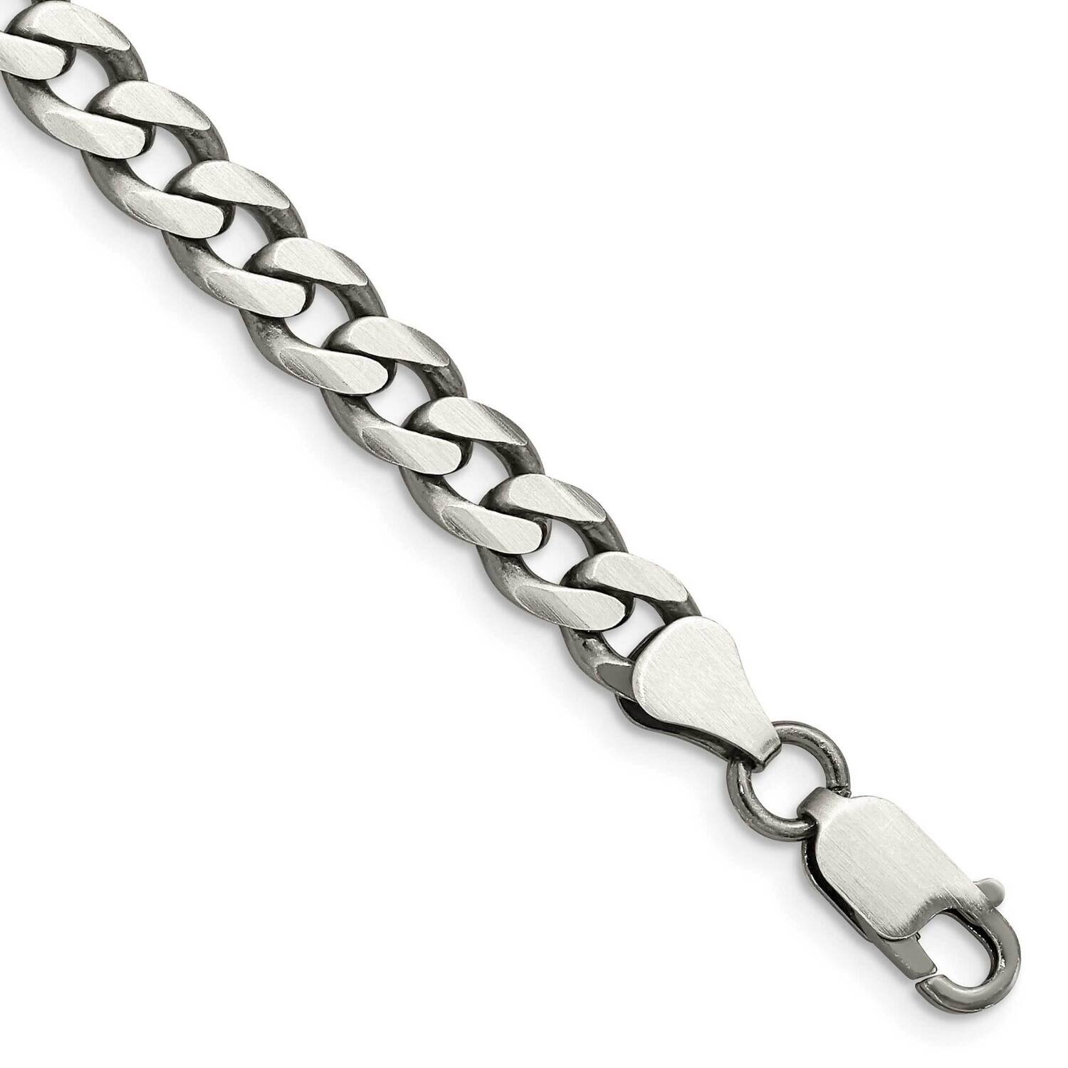 7mm Curb Chain 9 Inch Sterling Silver Antiqued QCB180A-9, MPN: QCB180A-9,
