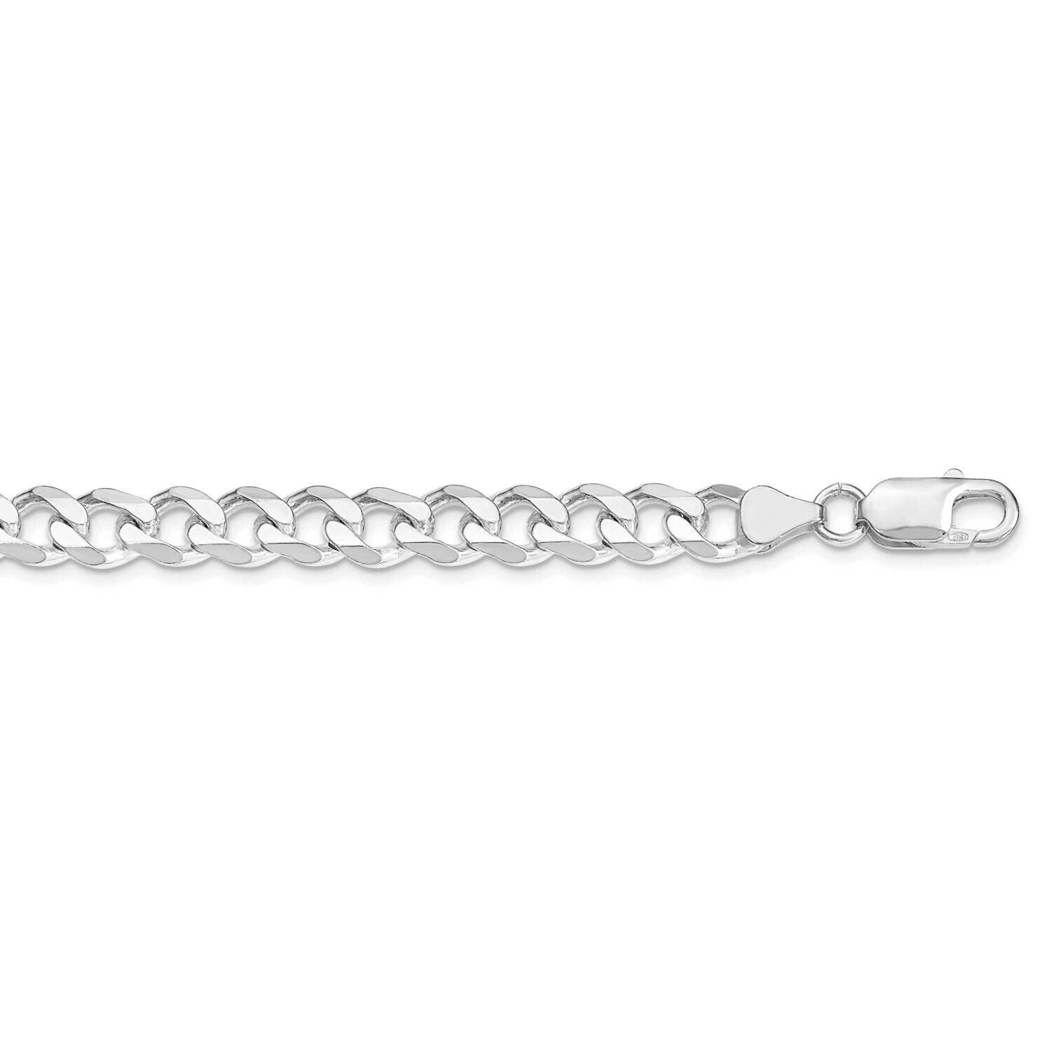 7.5mm Curb Chain 26 Inch Sterling Silver Rhodium-Plated QCB200R-26