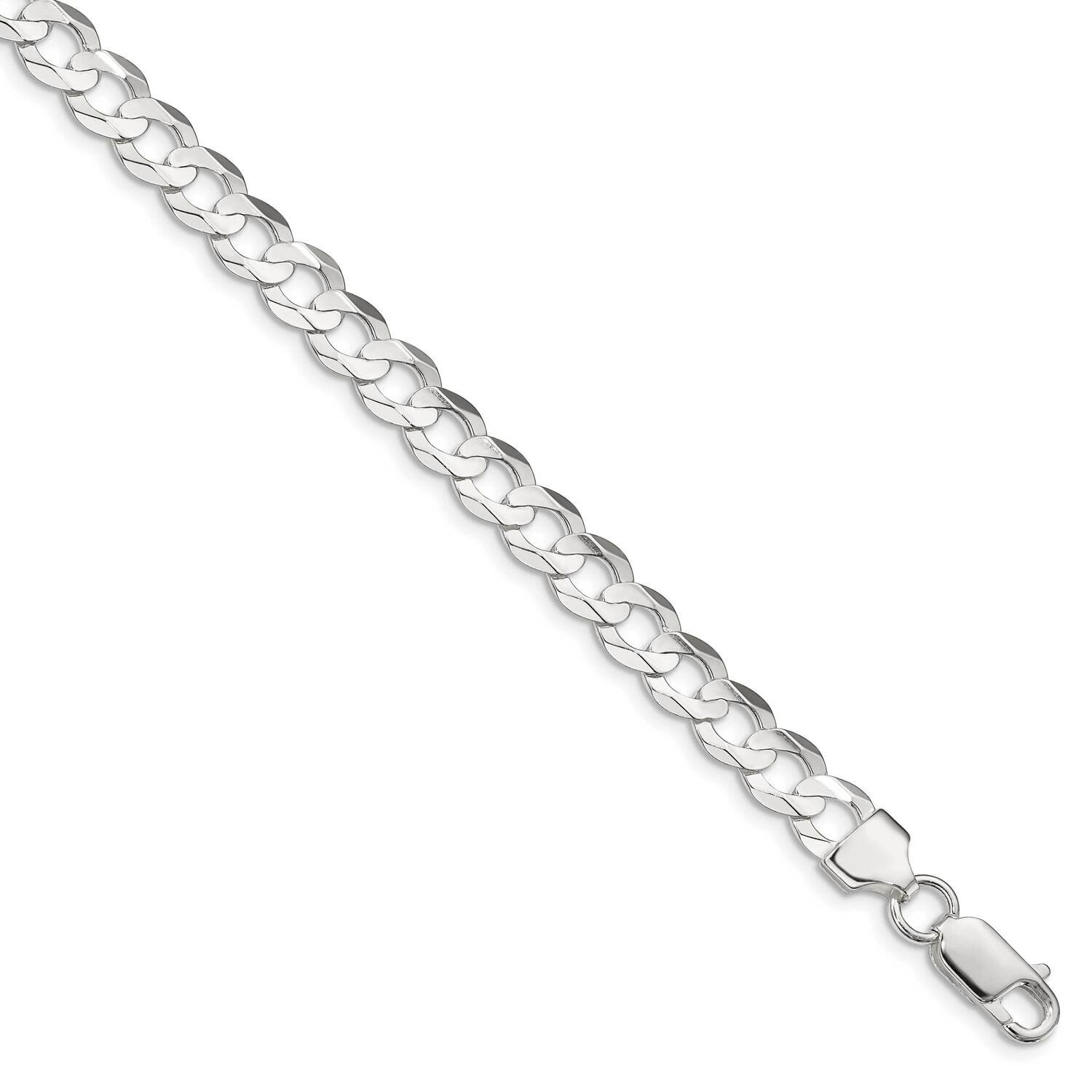 6.75mm Concave Beveled Curb Chain 26 Inch Sterling Silver QCBC180-26, MPN: QCBC180-26,