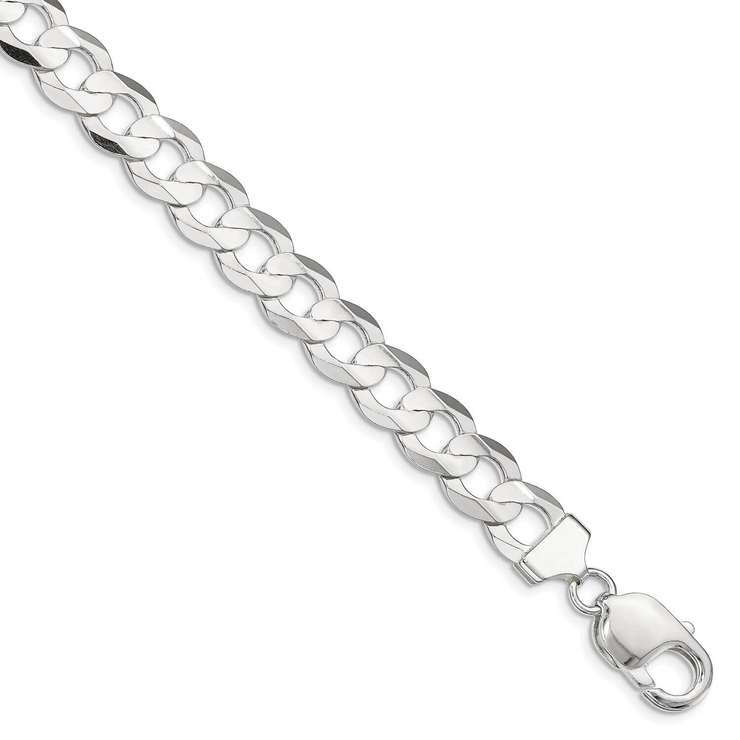 9.75mm Concave Beveled Curb Chain 30 Inch Sterling Silver QCBC250-30, MPN: QCBC250-30,