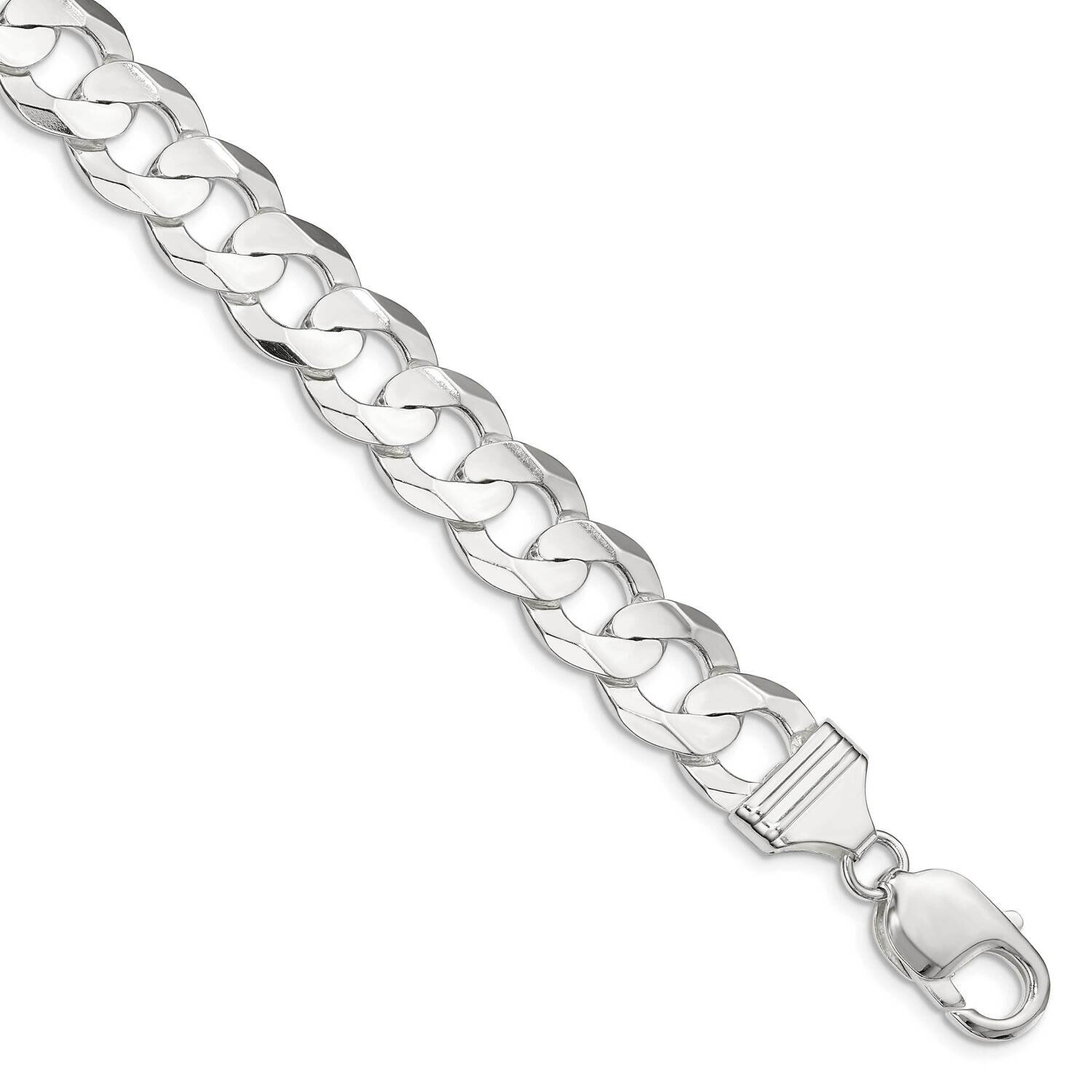 11.9mm Concave Beveled Curb Chain 30 Inch Sterling Silver QCBC300-30, MPN: QCBC300-30,