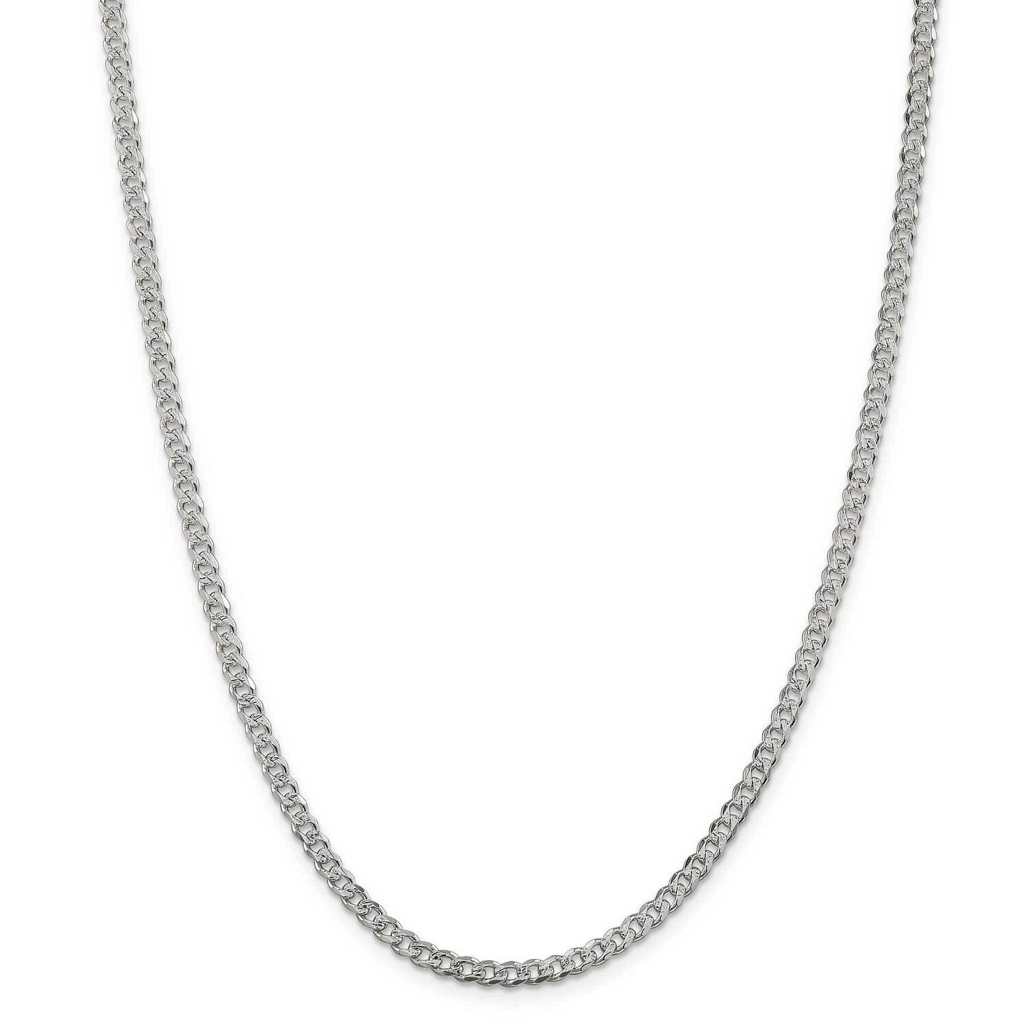 4mm Pave Curb Chain 22 Inch Sterling Silver QCF100-22, MPN: QCF100-22,