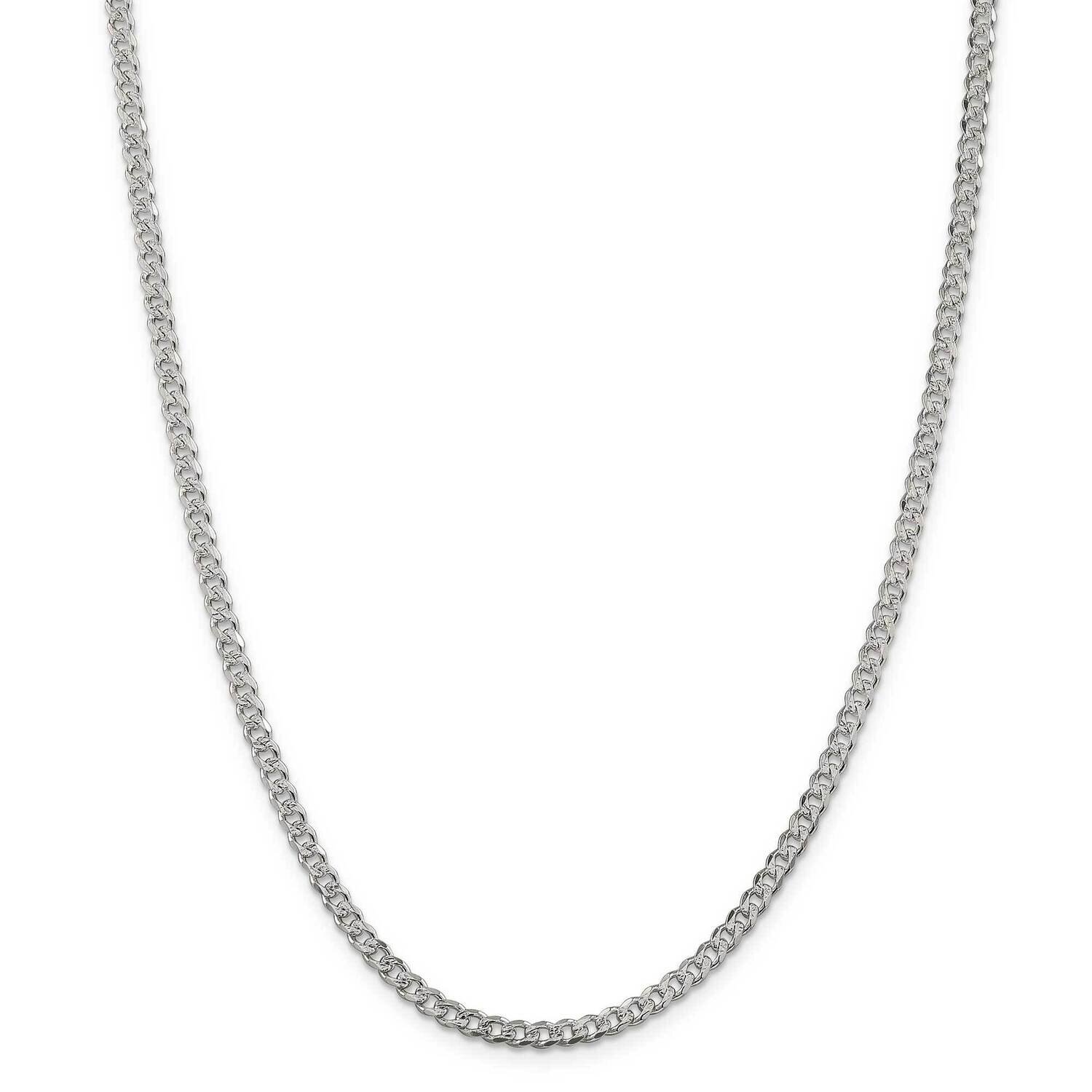 4mm Pave Curb Chain 26 Inch Sterling Silver QCF100-26