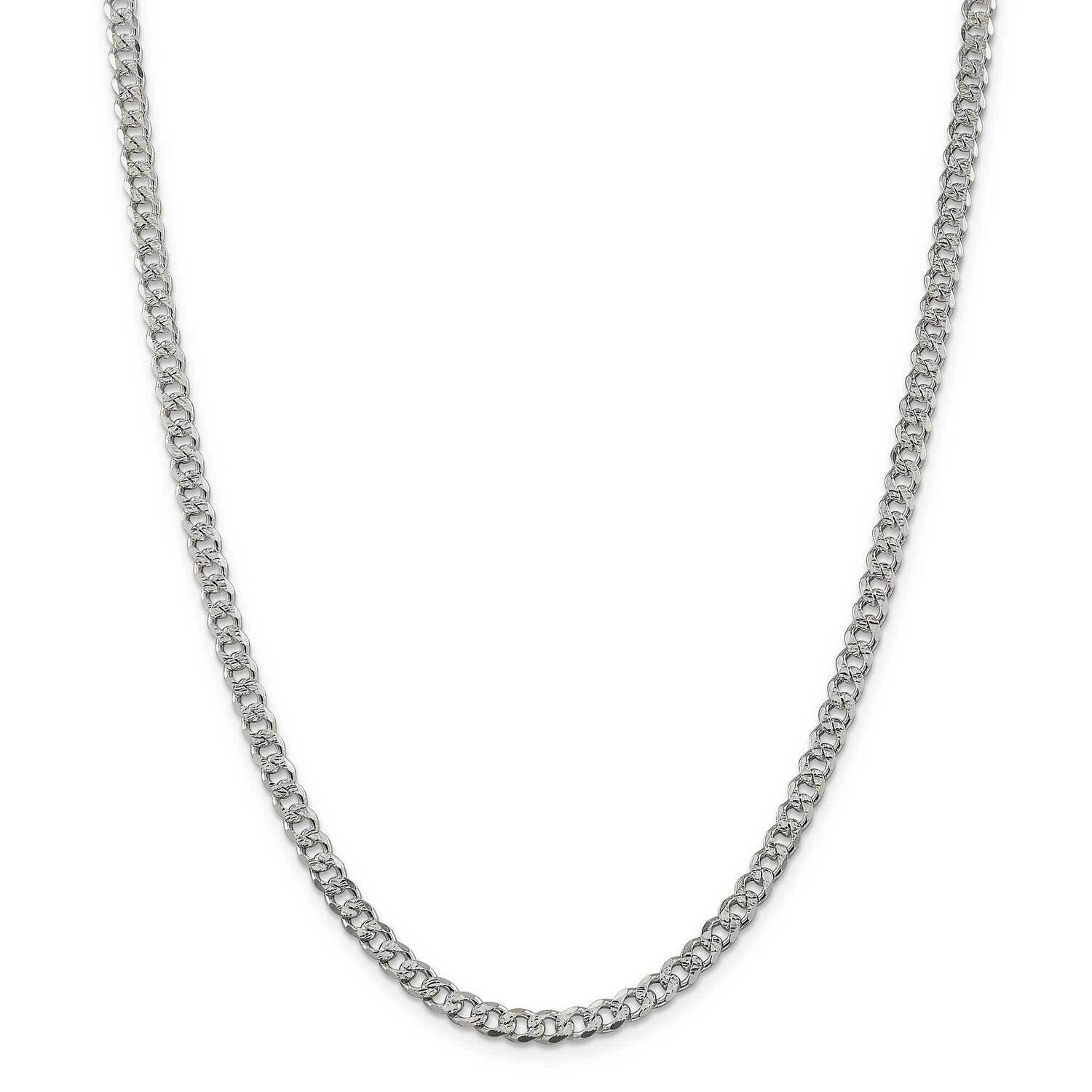 4.5mm Pave Curb Chain 26 Inch Sterling Silver QCF120-26, MPN: QCF120-26,