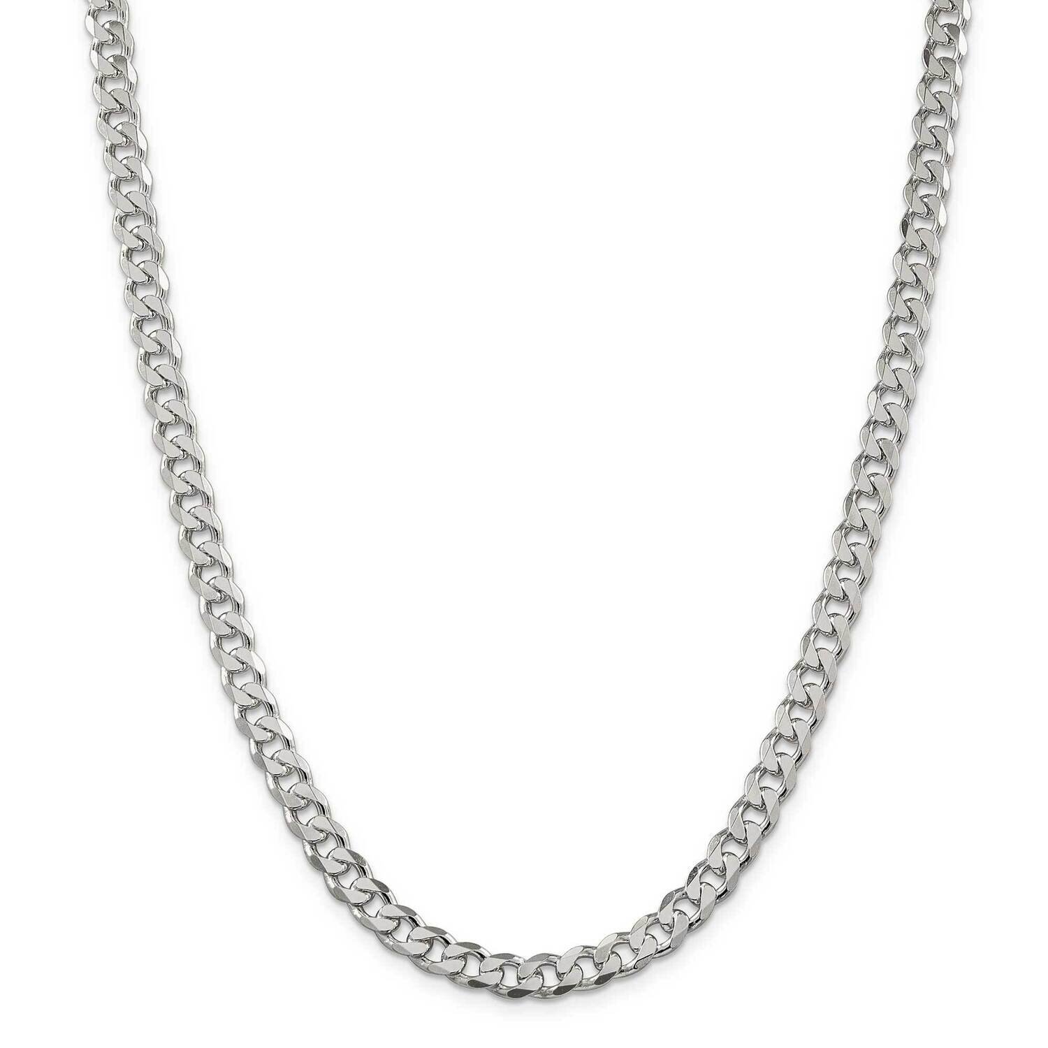 7mm Pave Curb Chain 30 Inch Sterling Silver QCF180-30