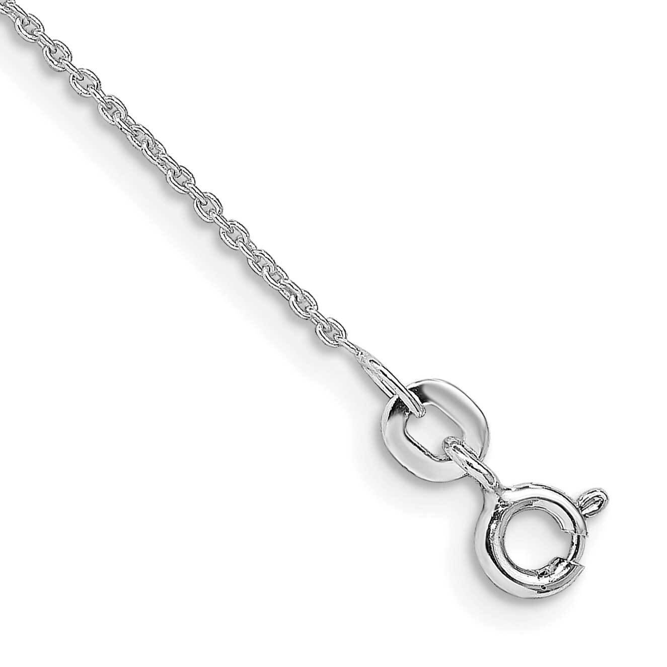 1mm Cable Chain Anklet 9 Inch Sterling Silver Rhodium-Plated QCL030R-9