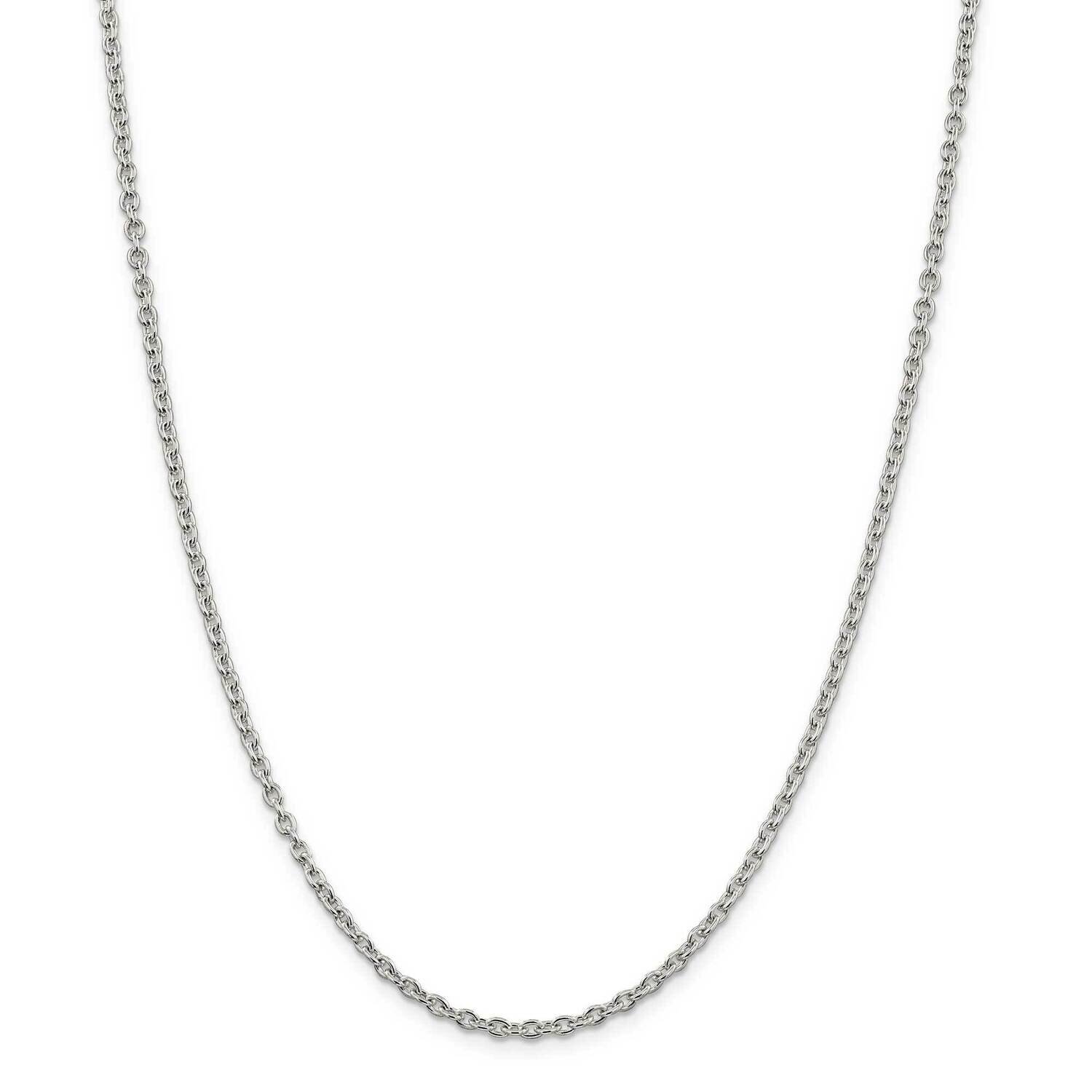 2.75mm Cable Chain 28 Inch Sterling Silver QCL080-28, MPN: QCL080-28,
