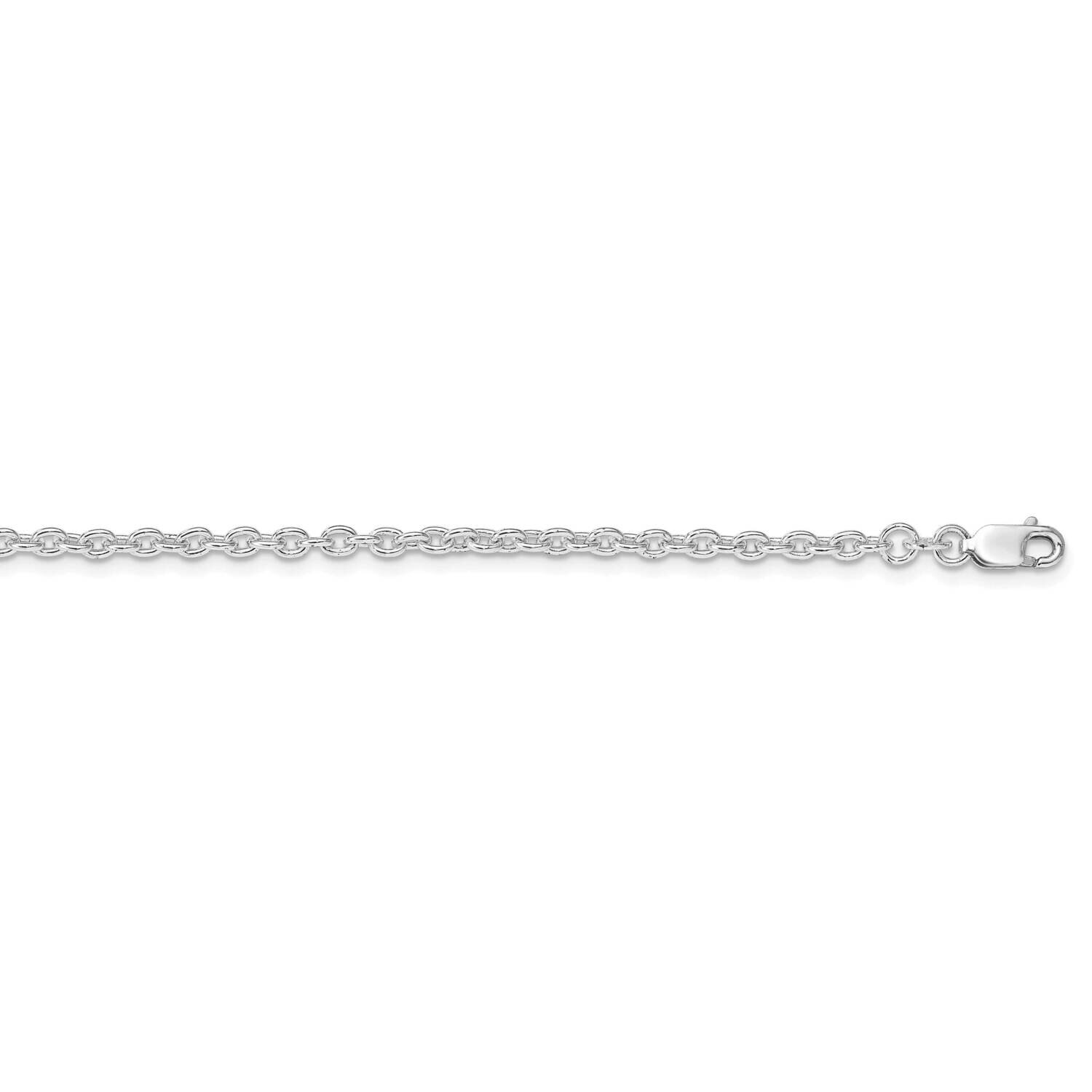 2.75mm Cable Chain 18 Inch Sterling Silver Rhodium-Plated QCL080R-18, MPN: QCL080R-18,