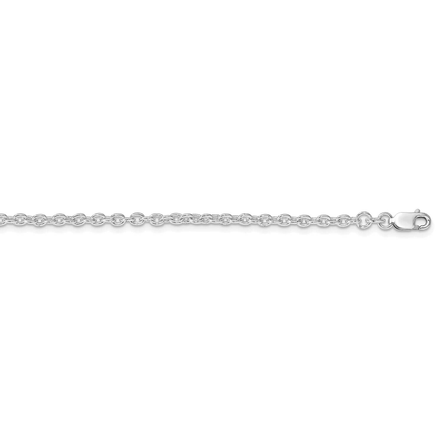 2.75mm Cable Chain 30 Inch Sterling Silver Rhodium-Plated QCL080R-30, MPN: QCL080R-30,