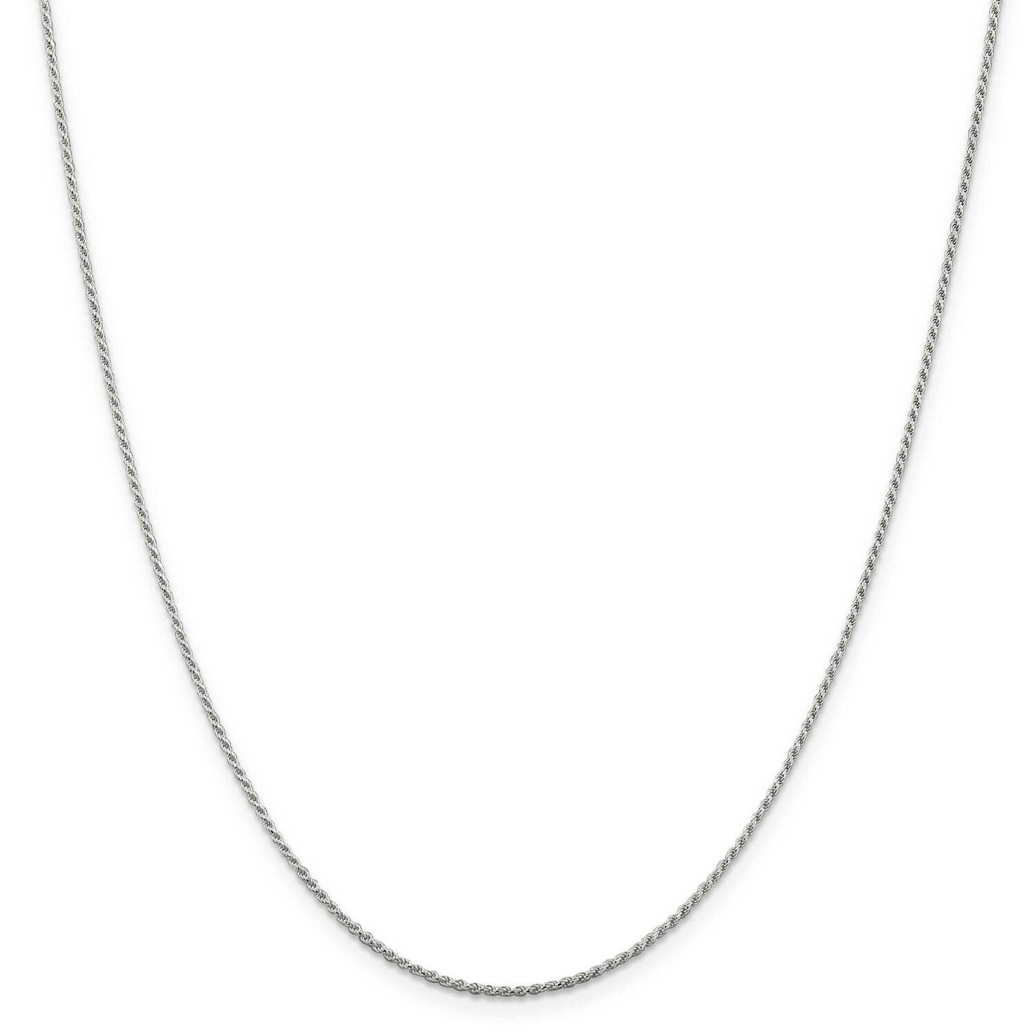 1.1mm Diamond-Cut Rope Chain 22 Inch Sterling Silver Rhodium-Plated QDC015R-22, MPN: QDC015R-22,