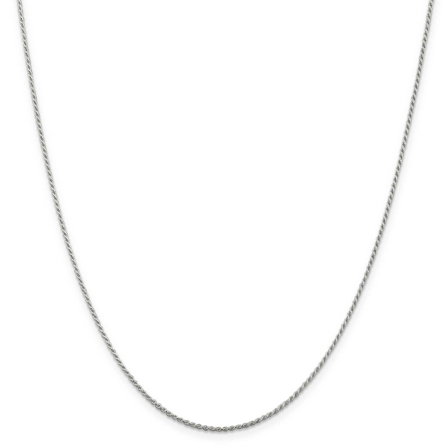 1.1mm Diamond-Cut Rope Chain with 2 Inch Extender 18 Inch Sterling Silver Rhodium-Plated QDC015RH-18