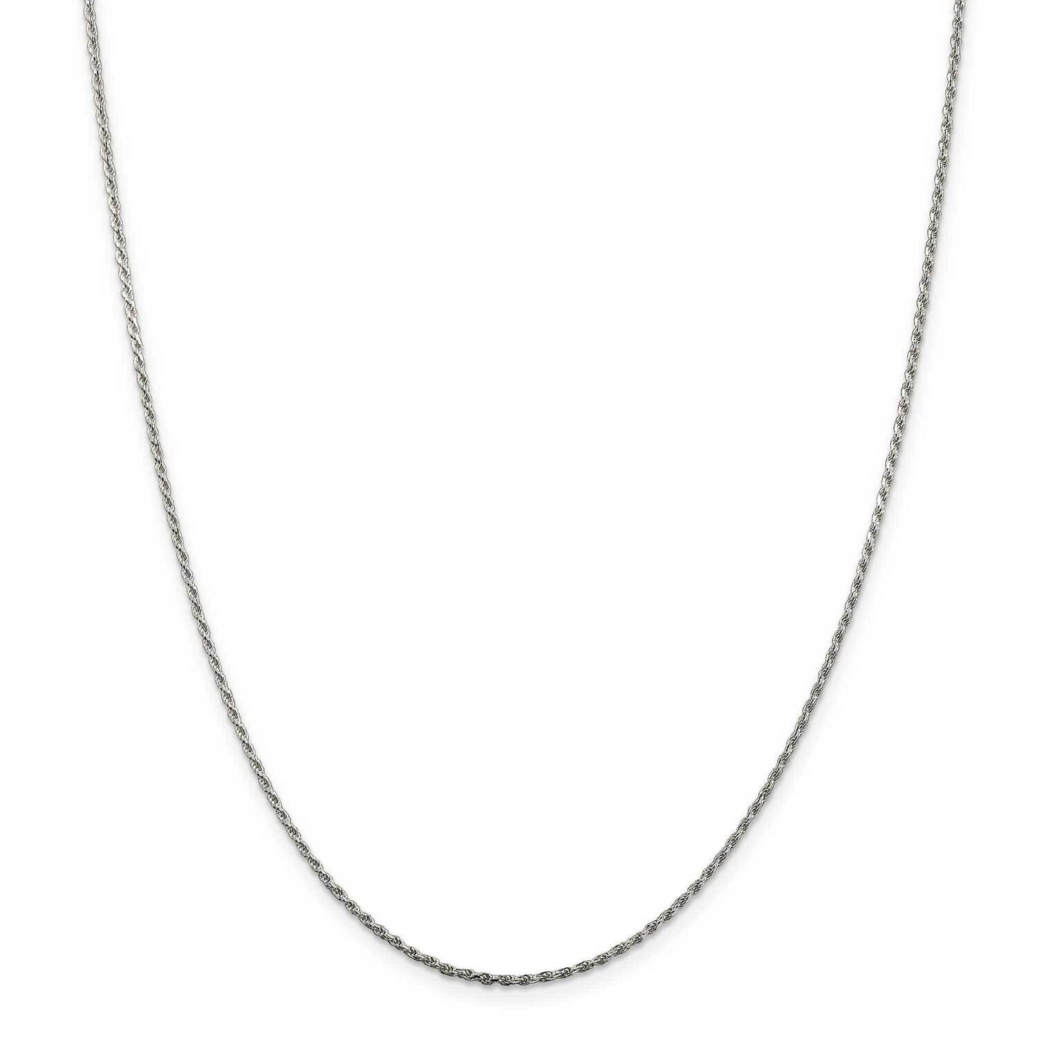 1.5mm Diamond-Cut Rope Chain with 4 Inch Extender 22 Inch Sterling Silver Rhodium-Plated QDC020RH-2…