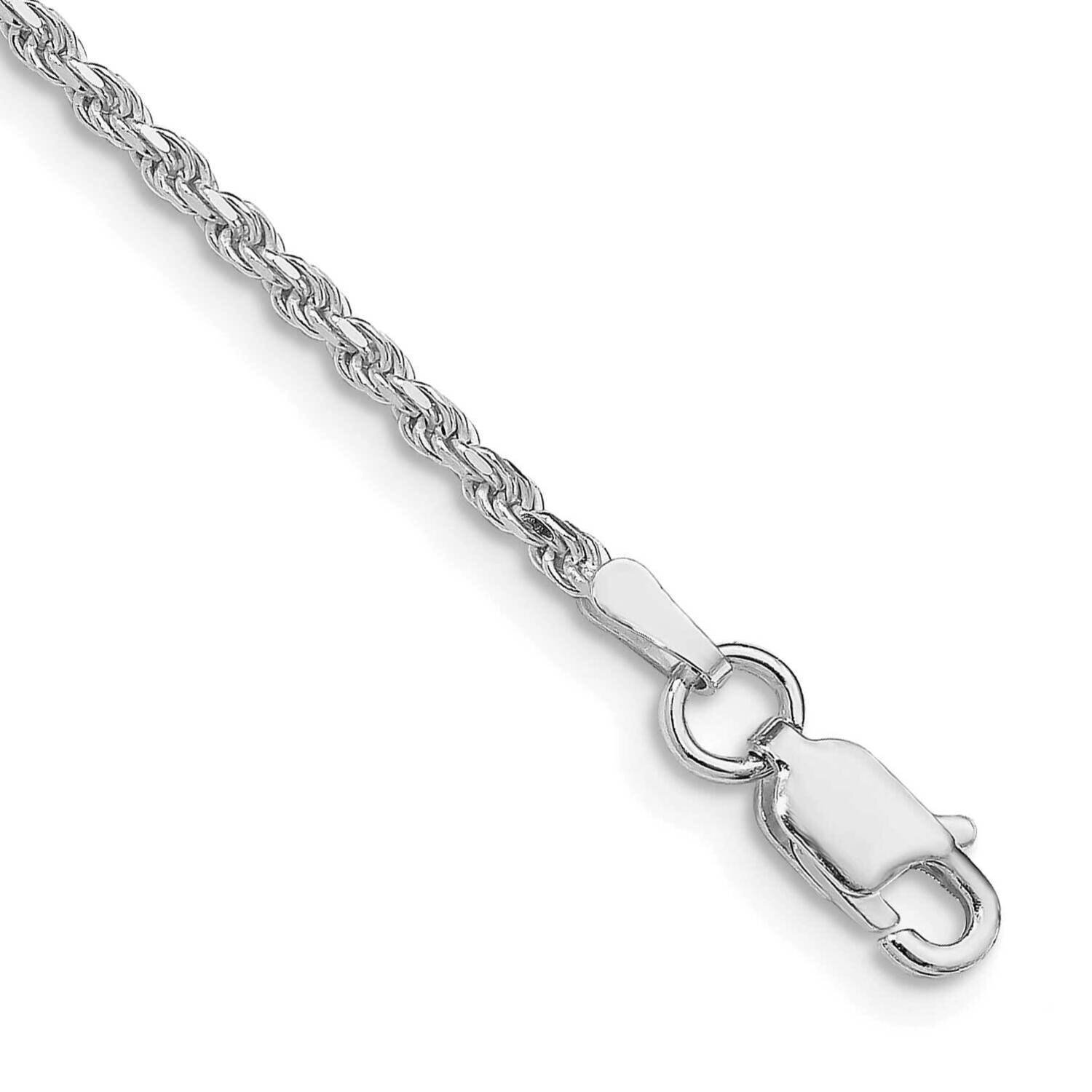 1.85mm Diamond-Cut Rope Chain Anklet 10 Inch Sterling Silver Rhodium-Plated QDC030R-10