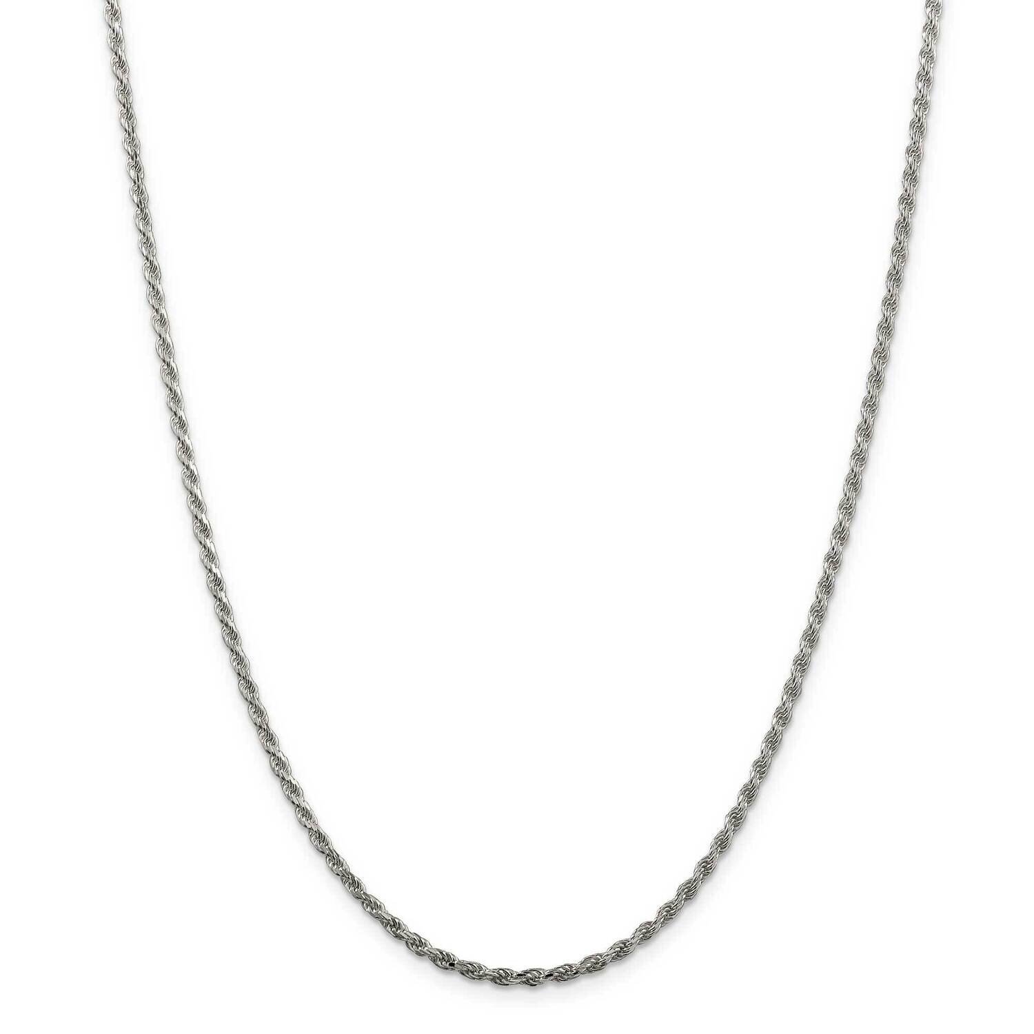 2.25mm Diamond-Cut Rope Chain 36 Inch Sterling Silver Rhodium-Plated QDC050R-36, MPN: QDC050R-36,