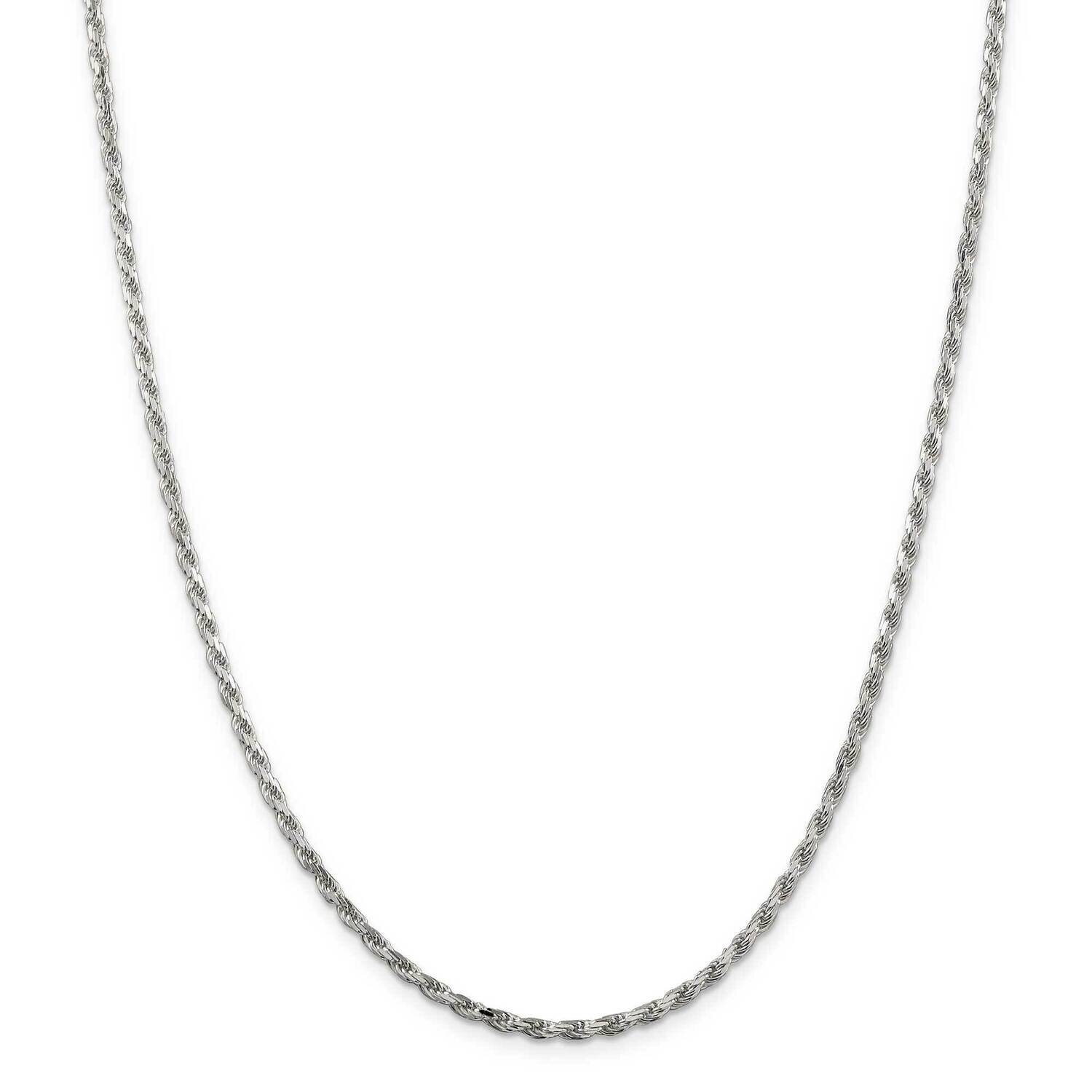 2.5mm Diamond-Cut Rope Chain 42 Inch Sterling Silver QDC055-42, MPN: QDC055-42,