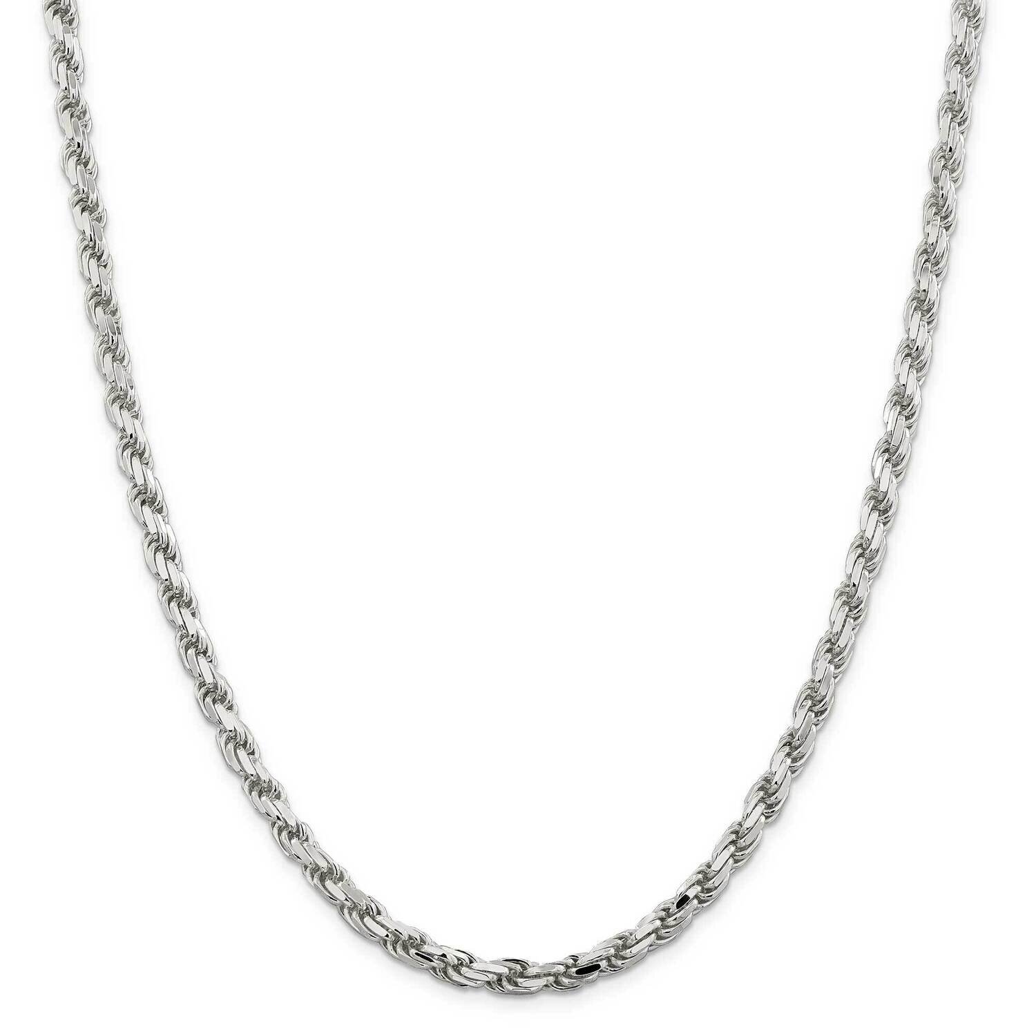 5.75mm Diamond-Cut Rope Chain 36 Inch Sterling Silver QDC120-36, MPN: QDC120-36,