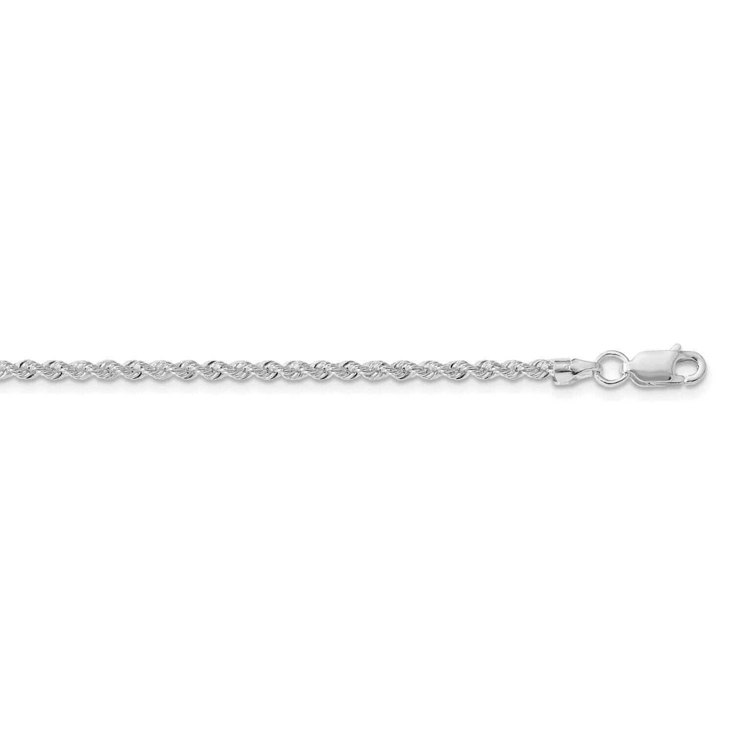 2.3mm Solid Rope Chain 26 Inch Sterling Silver Rhodium-Plated QDR040R-26, MPN: QDR040R-26,