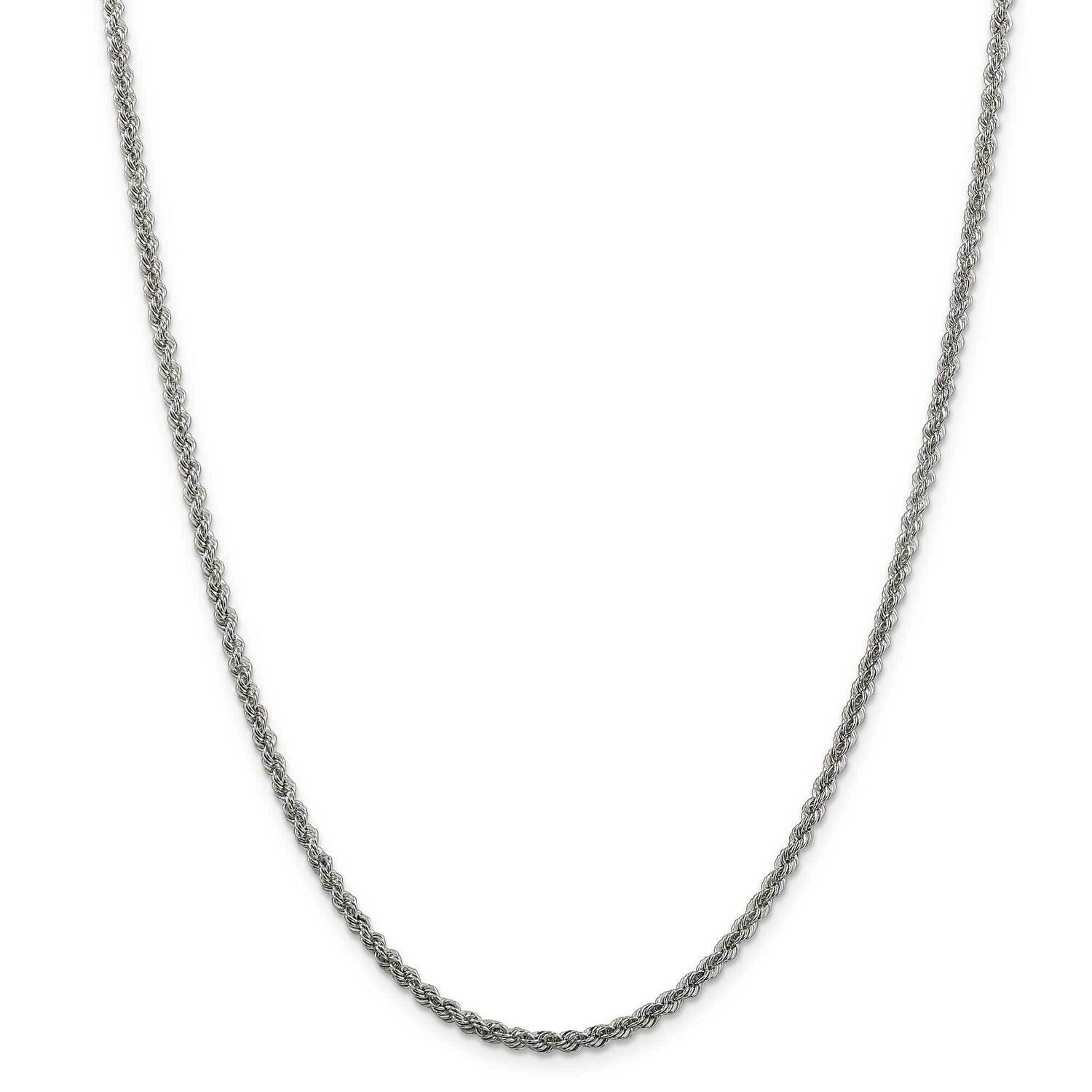 2.5mm Solid Rope Chain 36 Inch Sterling Silver QDR050-36