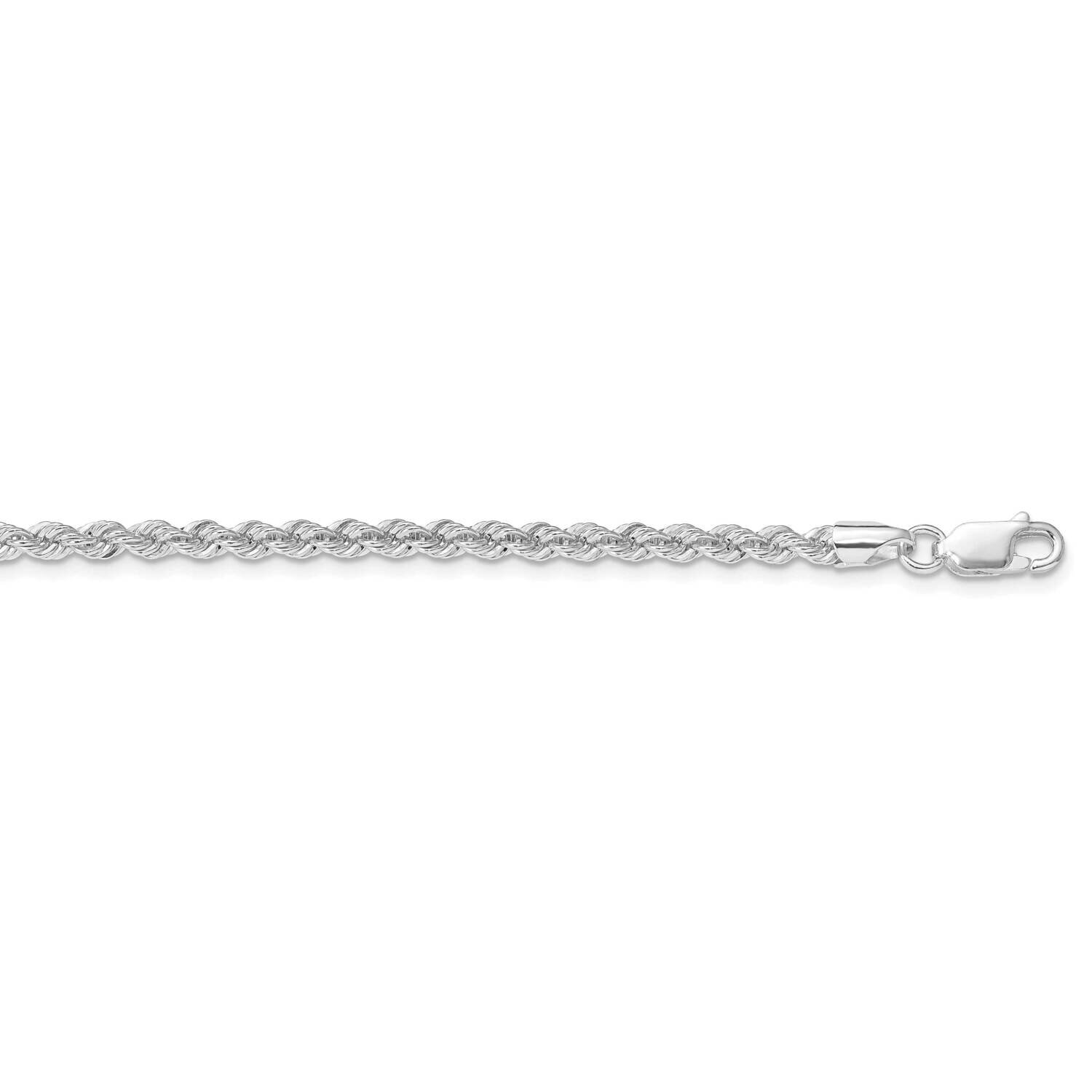 3mm Solid Rope Chain 20 Inch Sterling Silver Rhodium-Plated QDR060R-20
