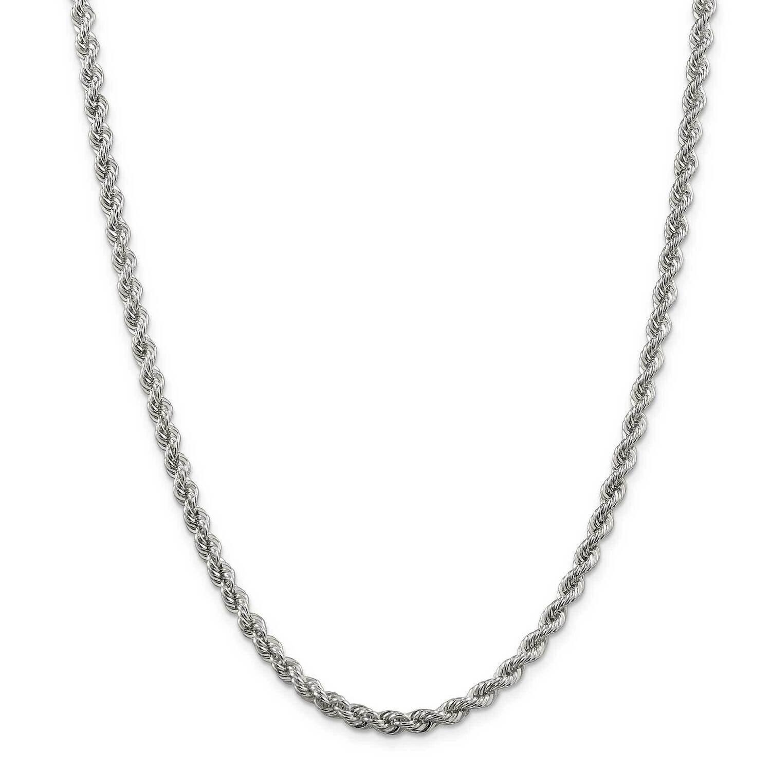 4.3mm Solid Rope Chain 28 Inch Sterling Silver QDR080-28