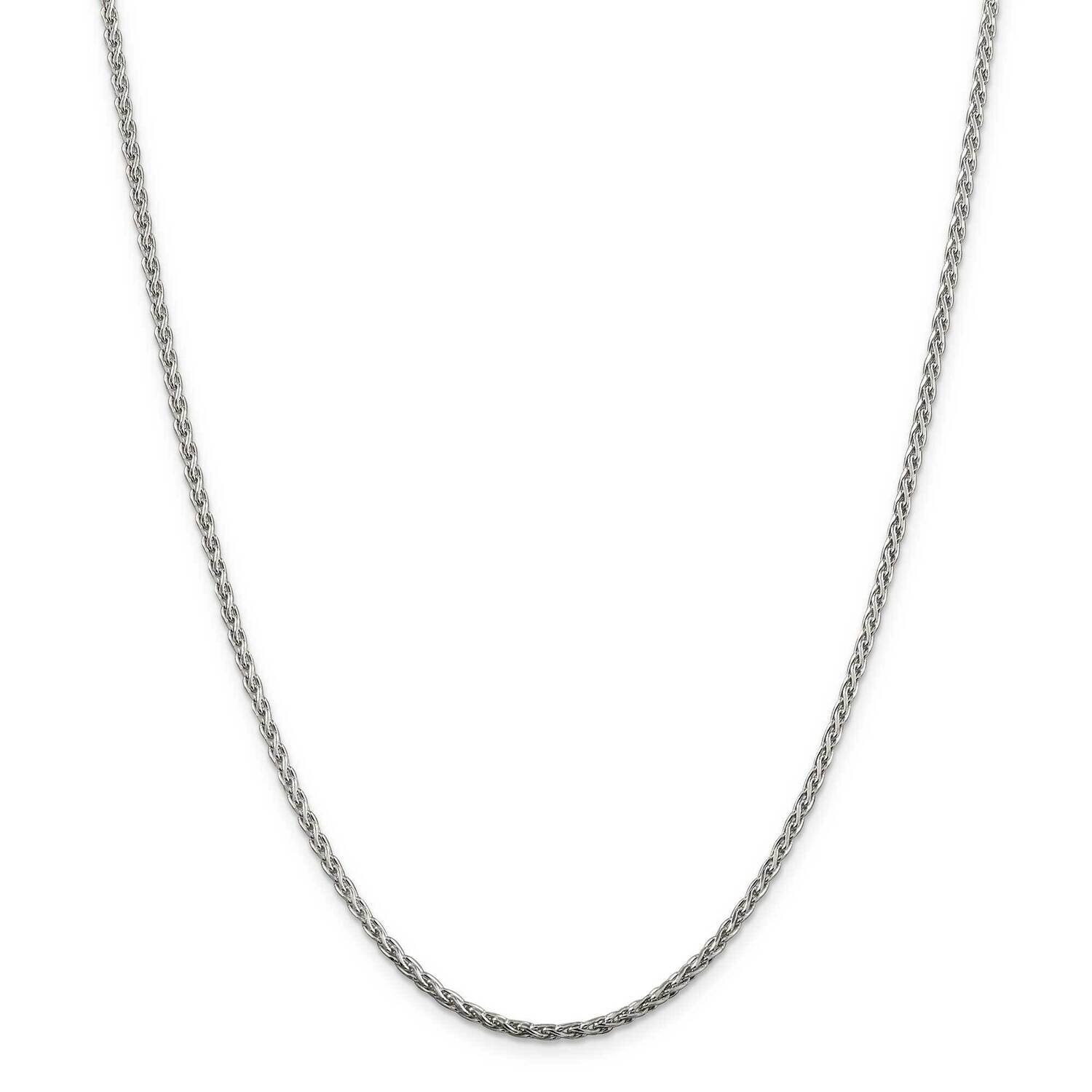 2mm Diamond-Cut Spiga Chain with 2 Inch Extender 18 Inch Sterling Silver QDS060E-18