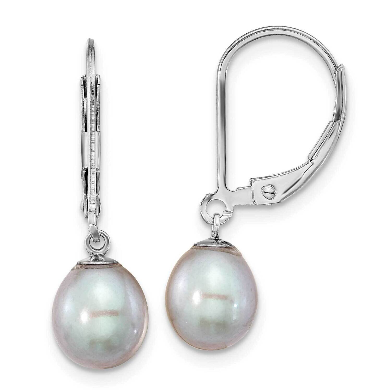 7-8mm Grey Rice Fwc Pearl Earrings Sterling Silver Rhodium-Plated QE12781G, MPN: QE12781G, 19690415…
