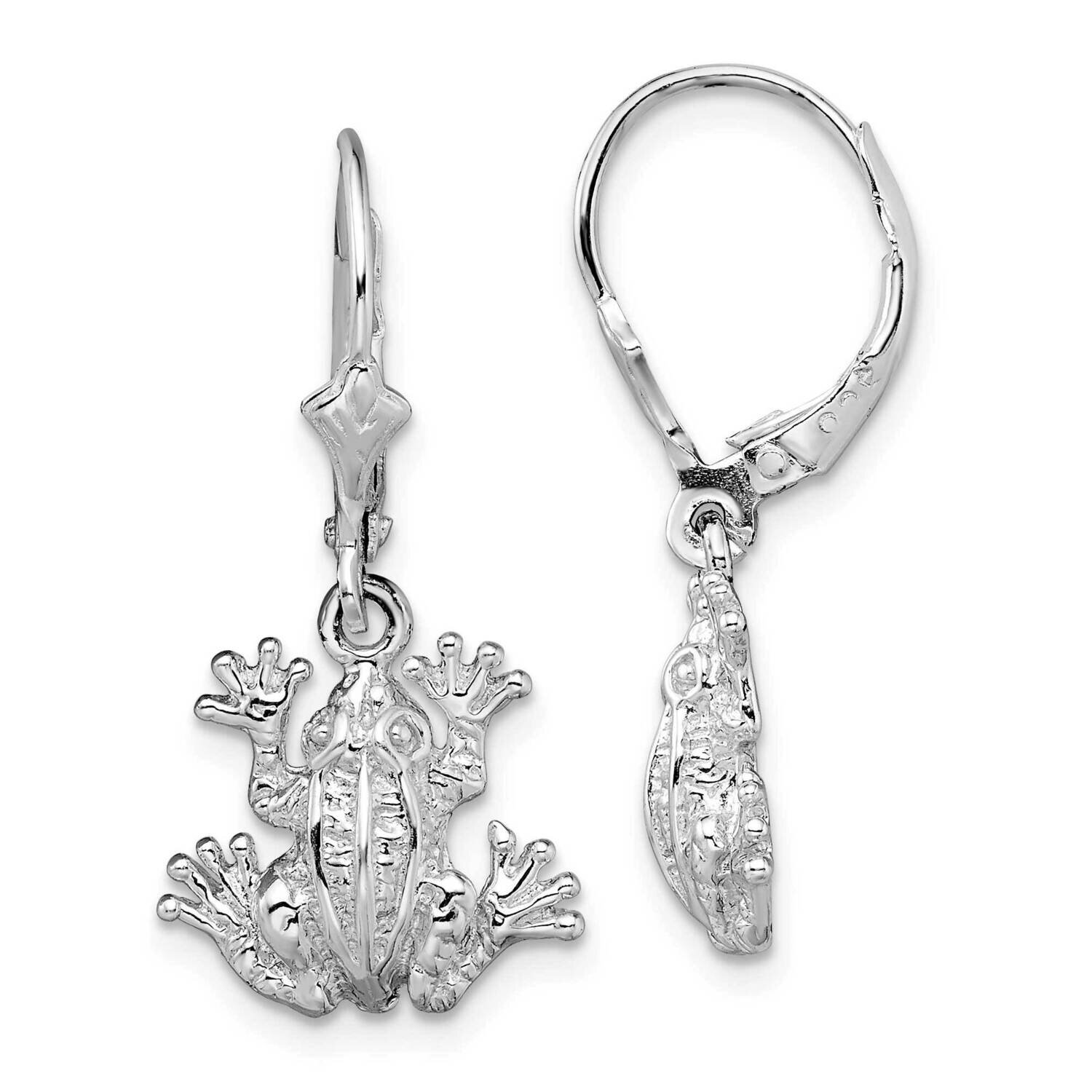 Frog Leverback Earrings Sterling Silver Polished QE15552