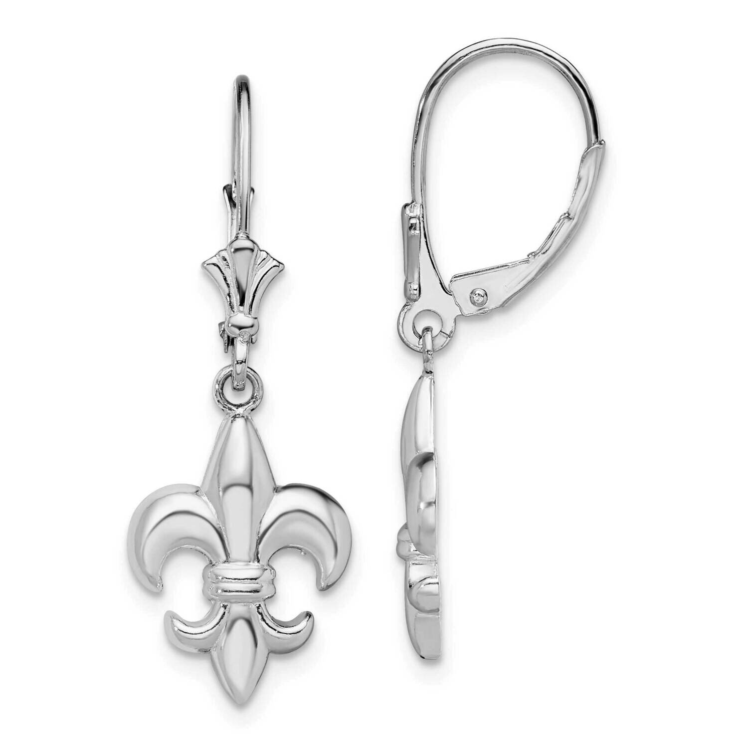 Small Fleur De Lis Leverback Earrings Sterling Silver Polished QE15553, MPN: QE15553, 637218183746