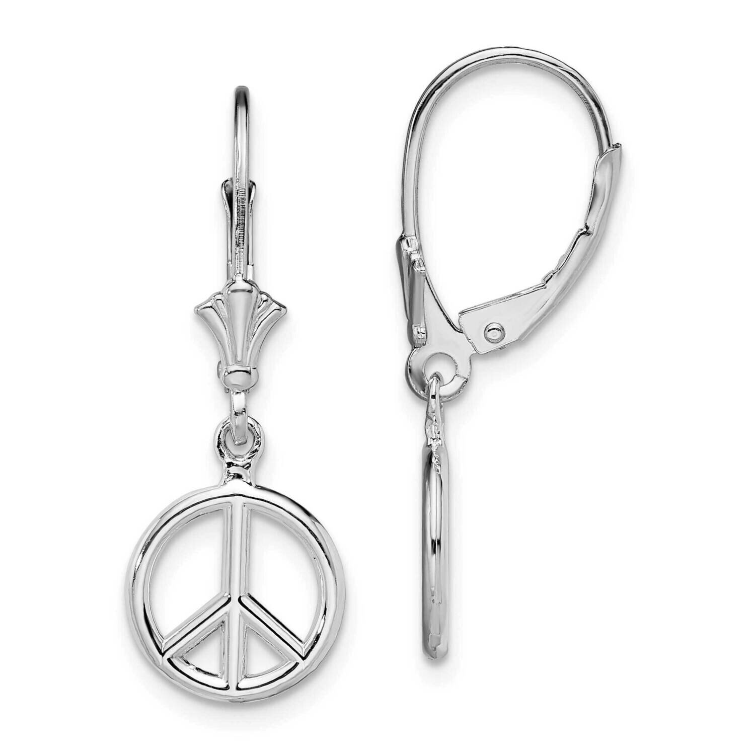 3D Peace Symbol Leverback Earrings Sterling Silver Polished QE15559, MPN: QE15559, 637218183623