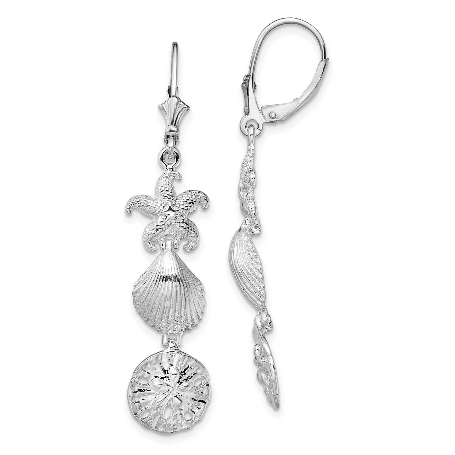 Sea Life Leverback Earrings Sterling Silver Polished QE15563
