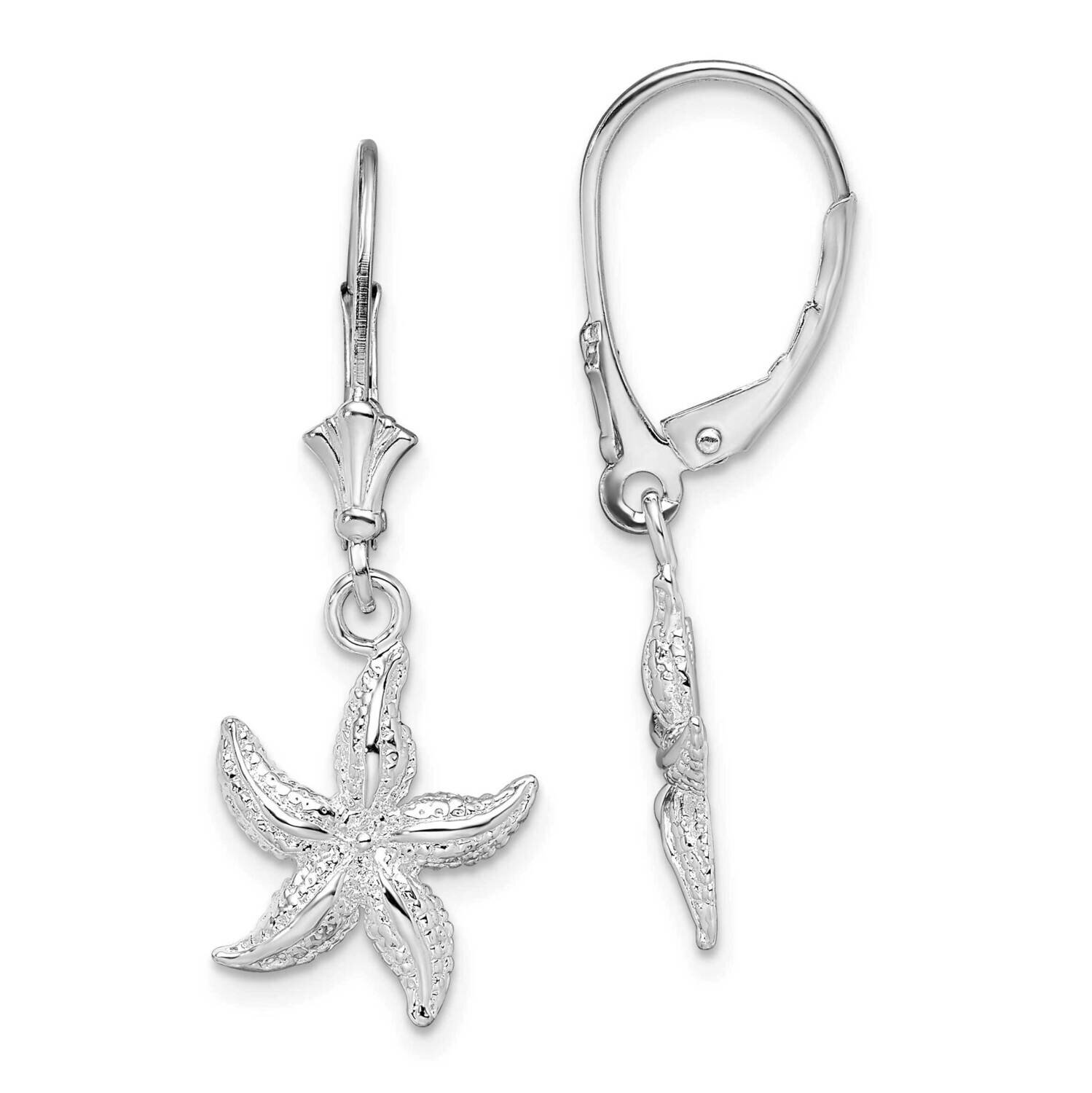 Starfish Leverback Earrings Sterling Silver Polished QE15567