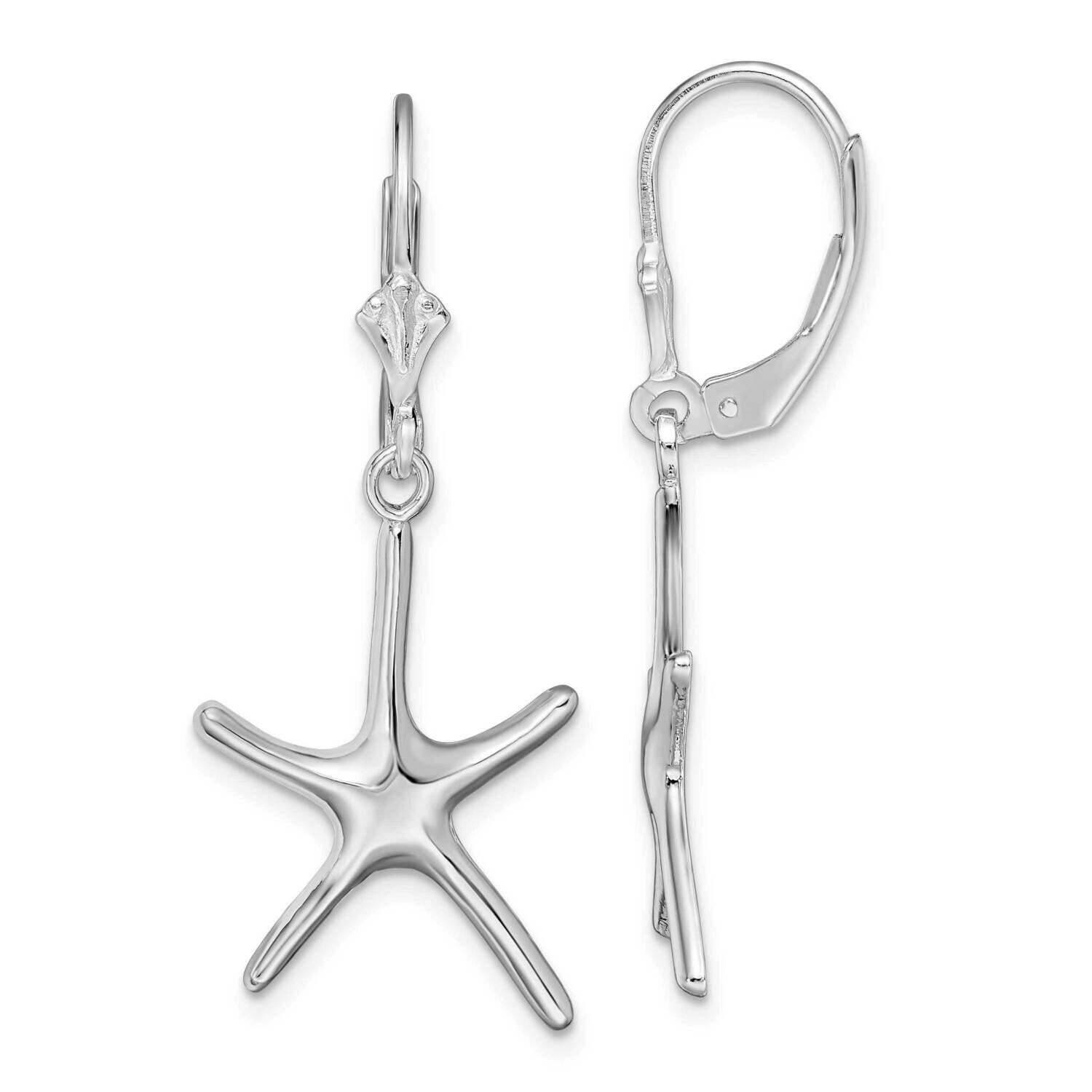 Starfish Leverback Earrings Sterling Silver Polished QE15572