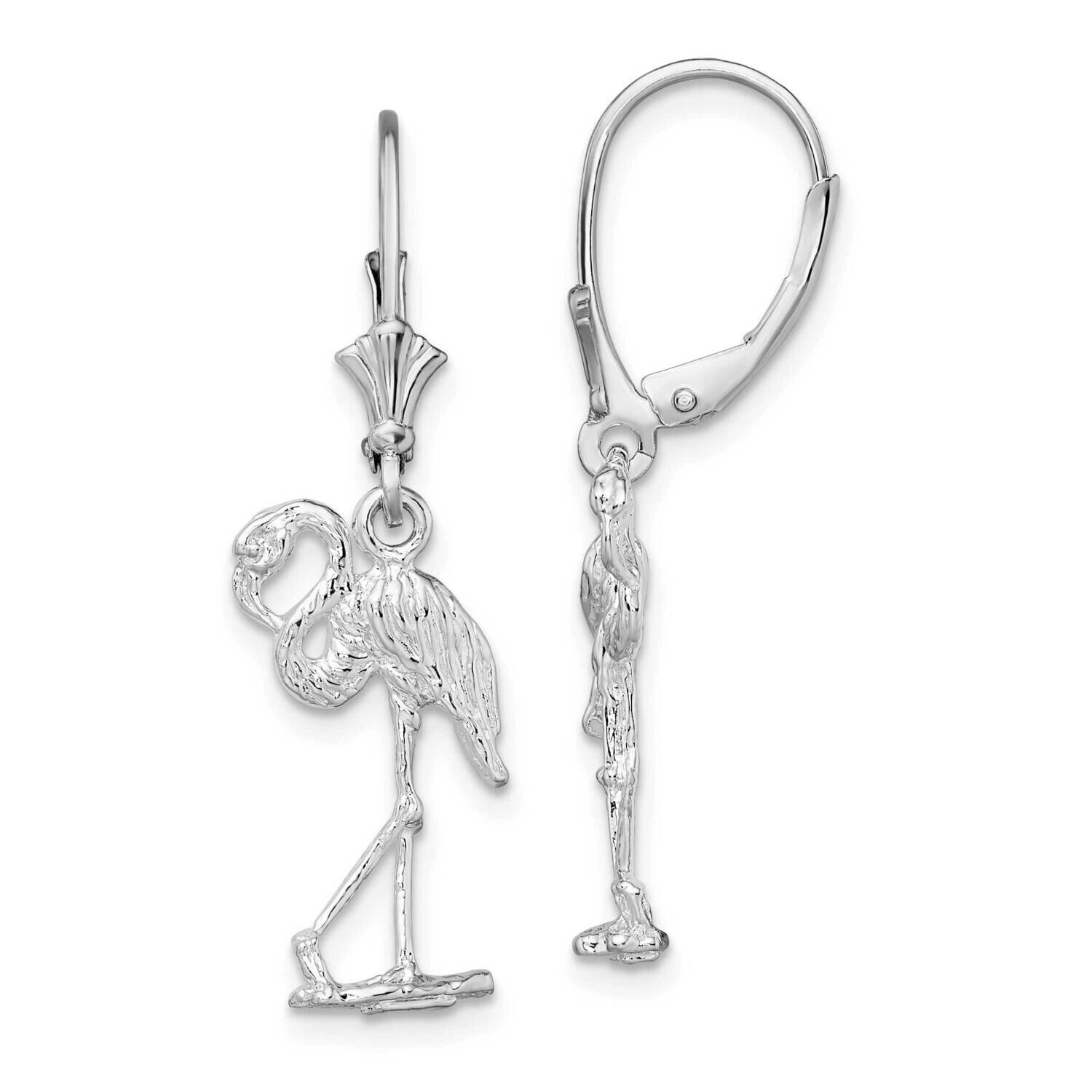 Flamingo Leverback Earrings Sterling Silver Polished QE15585