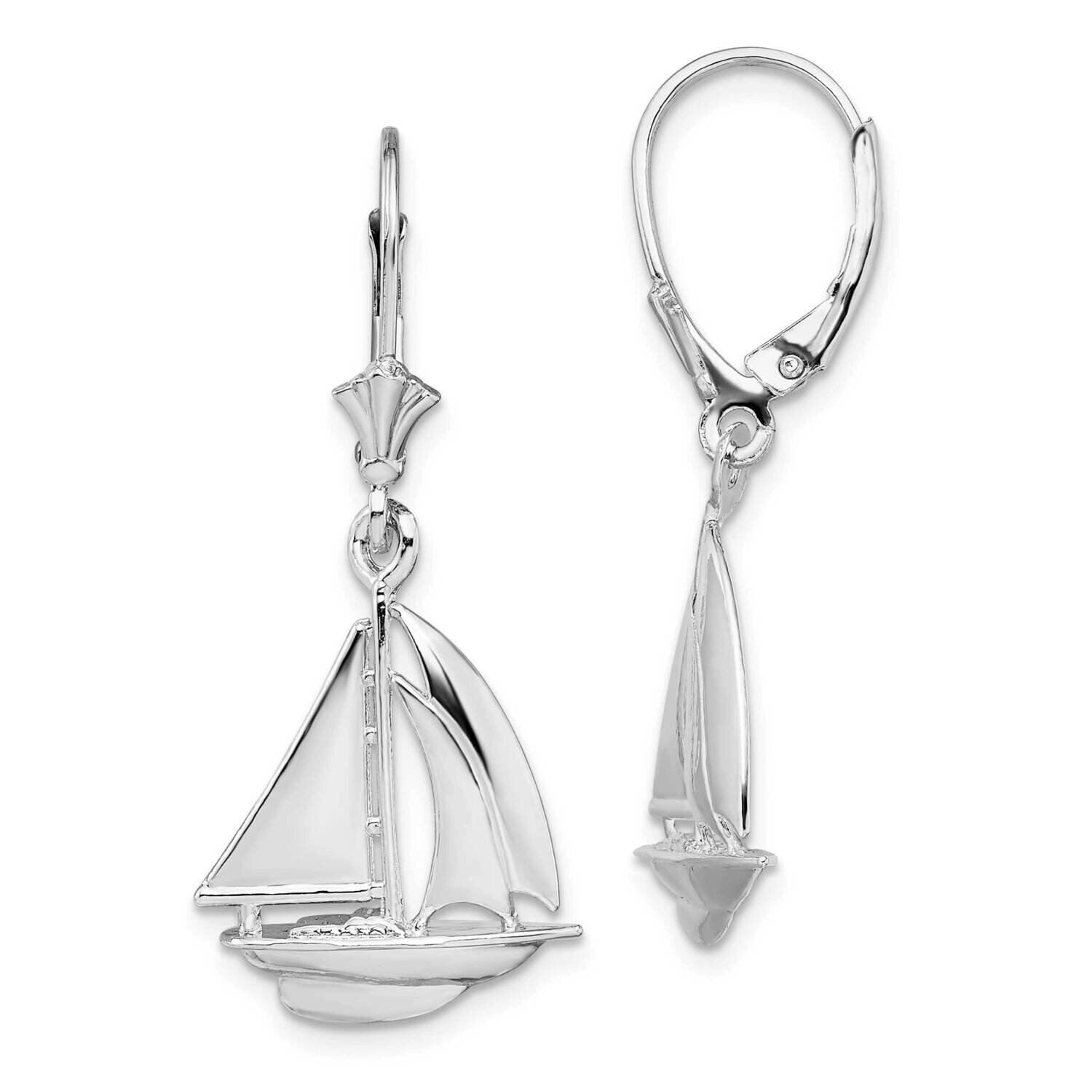 Sailboat Leverback Earrings Sterling Silver Polished QE15586