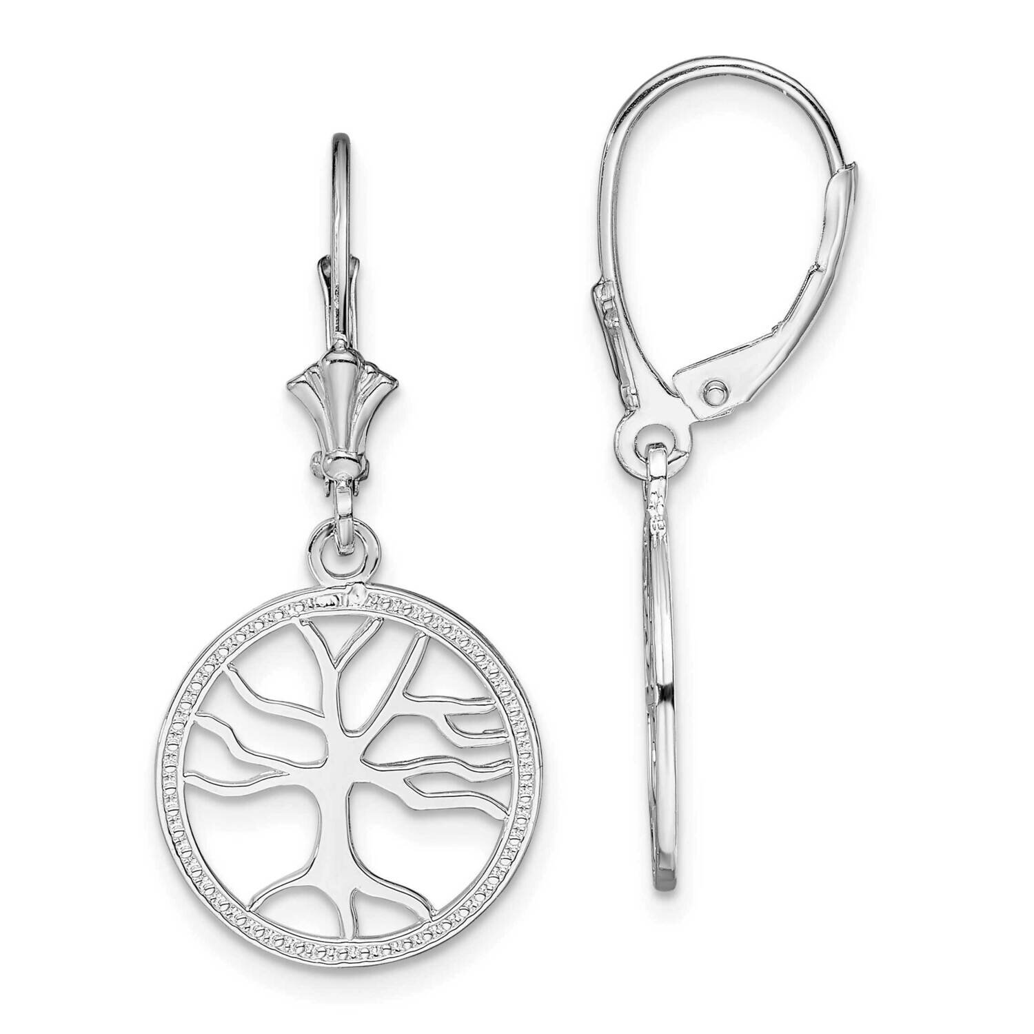 Tree of Life In Circle Leverback Earrings Sterling Silver Polished QE15589
