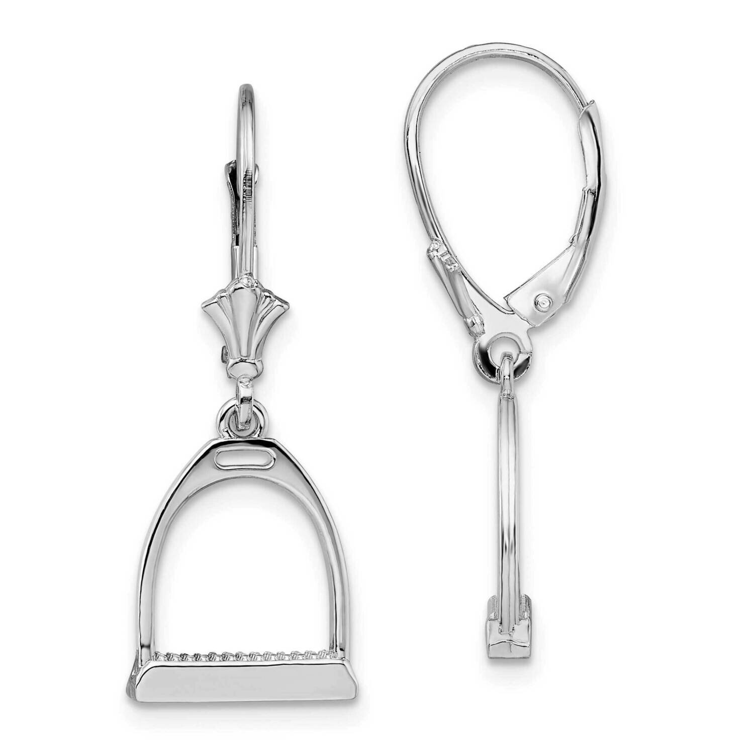 3D Small Stirrup Leverback Earrings Sterling Silver Polished QE15595