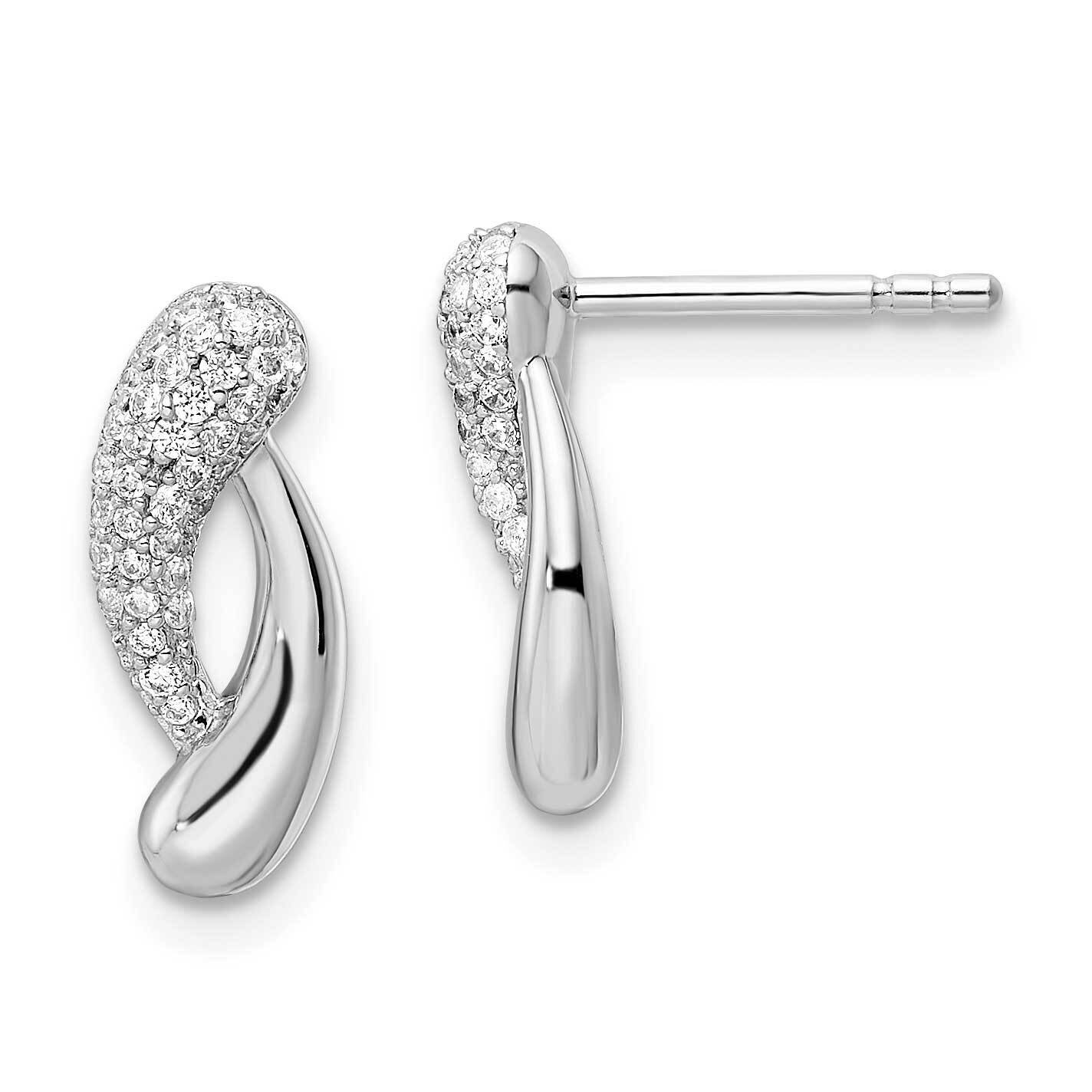 CZ Diamond Post Earrings Sterling Silver Rhodium-Plated QE15633