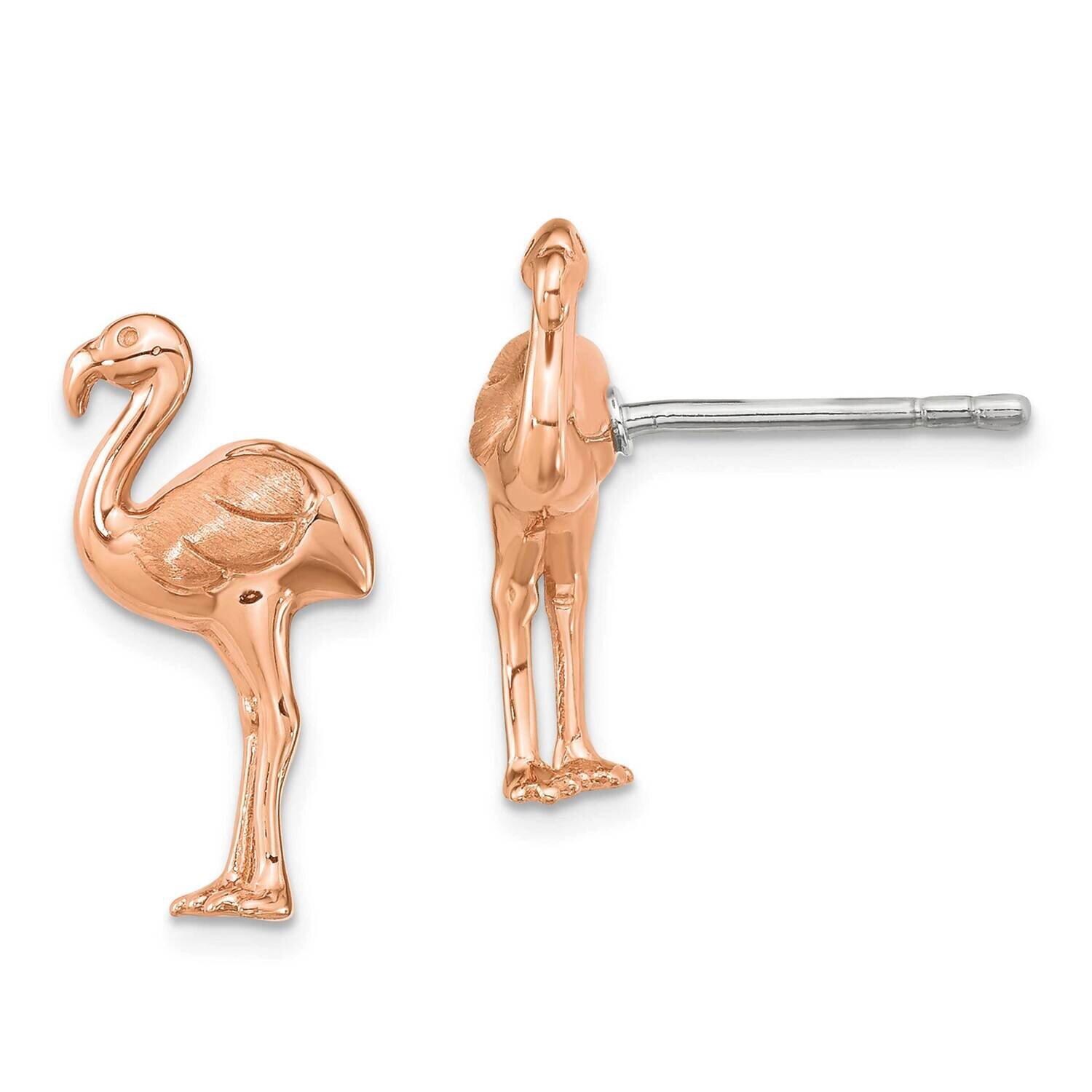 Rose Gold-Plated Flamingo Post Earrings Sterling Silver QE15637, MPN: QE15637, 196904154663